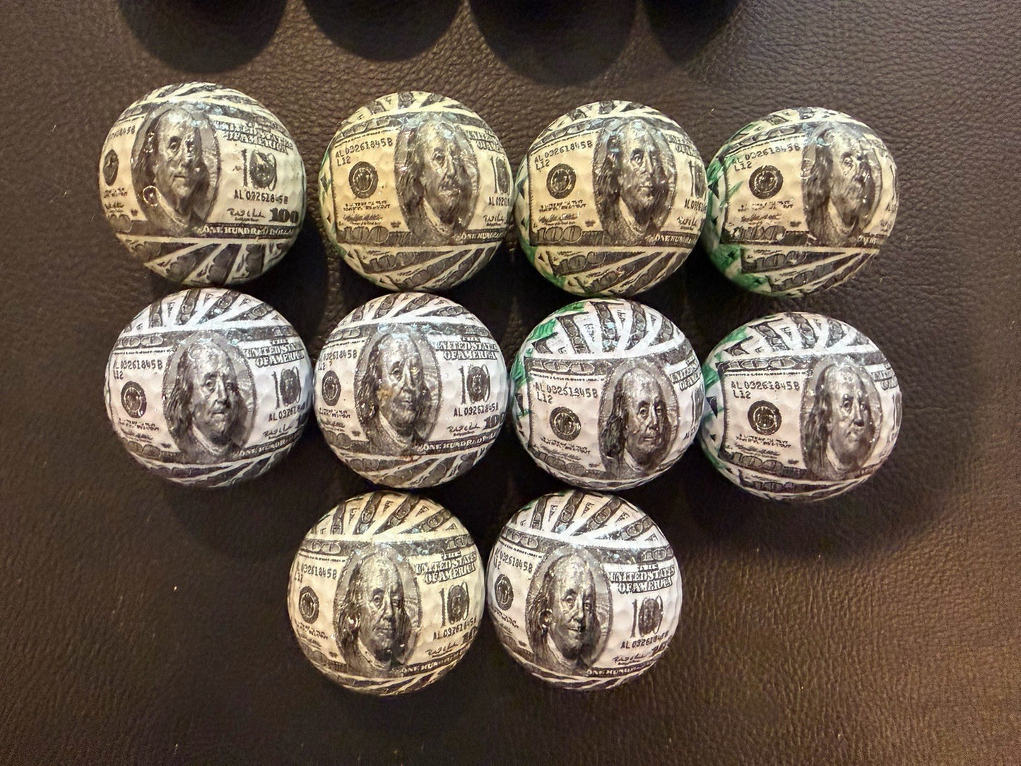 Novelty Golf Balls Lot 26 Soccer 100 Dollar Bill Printed Designs Fun Gift Mix