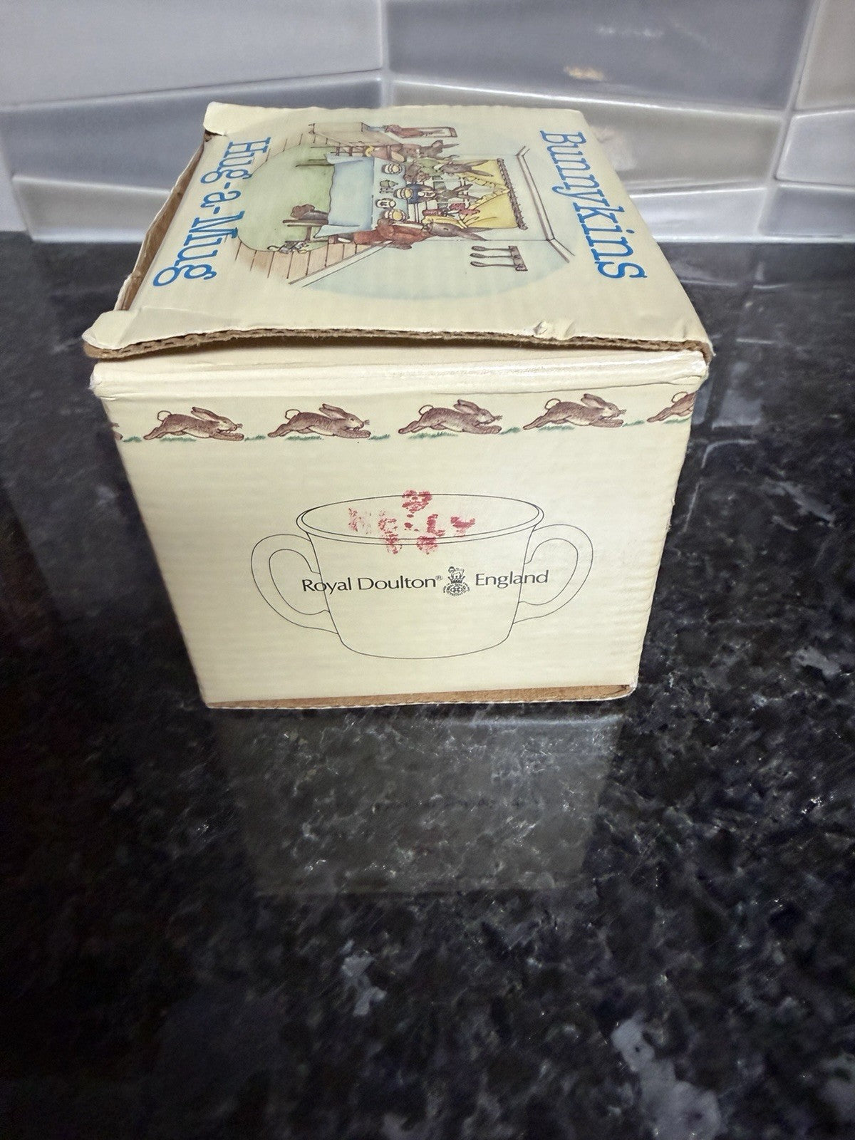 Vintage Royal Doulton Bunnykins Hug A Mug 2 Handle Child Cup Boxed England 3in
