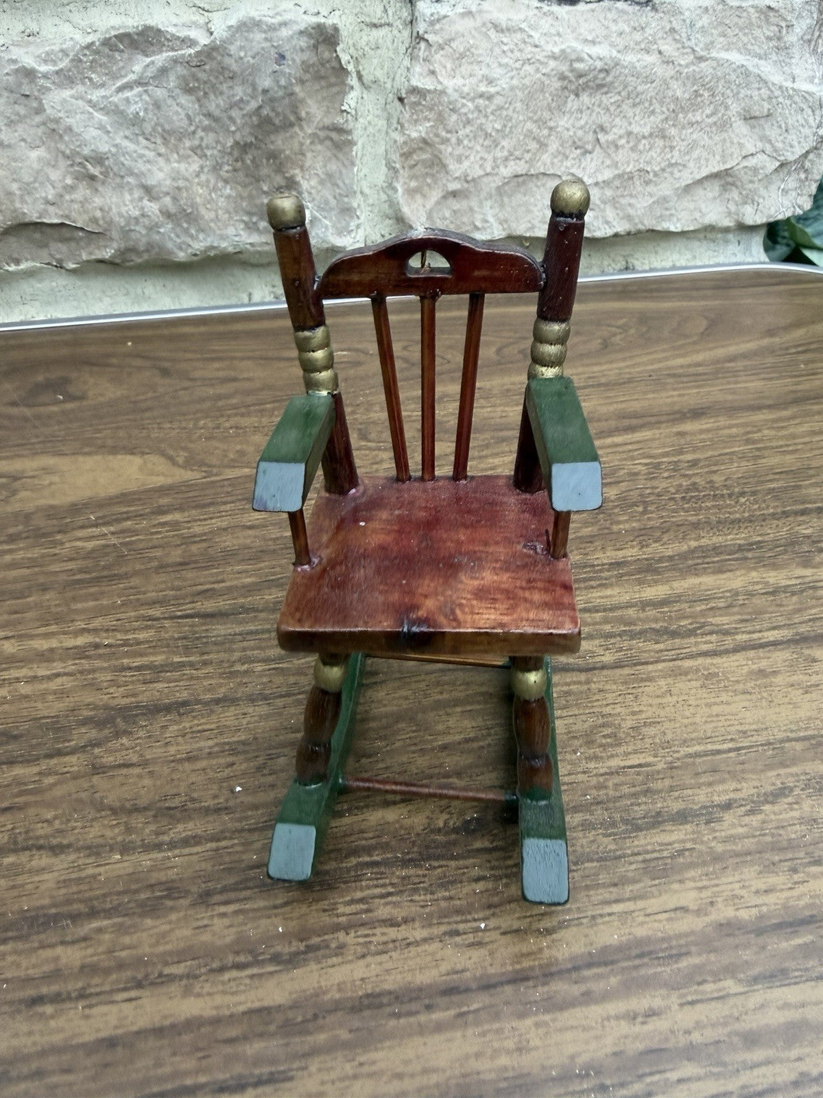 Vintage Dollhouse Rocking Chair Lot 3 Wooden Miniature Furniture 4"