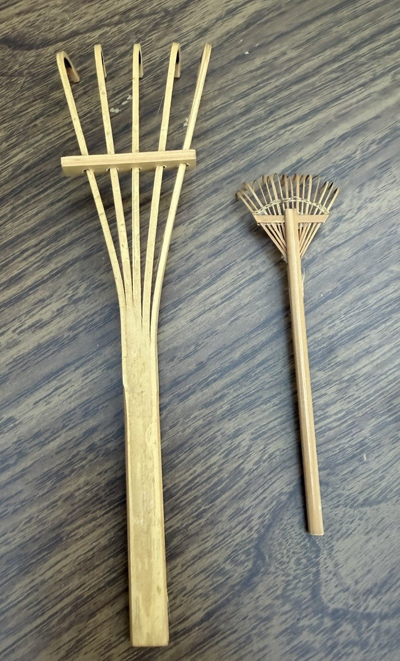 Vintage Dollhouse Miniature Garden Tools Wheelbarrow Rake Shovel 1 12 Scale