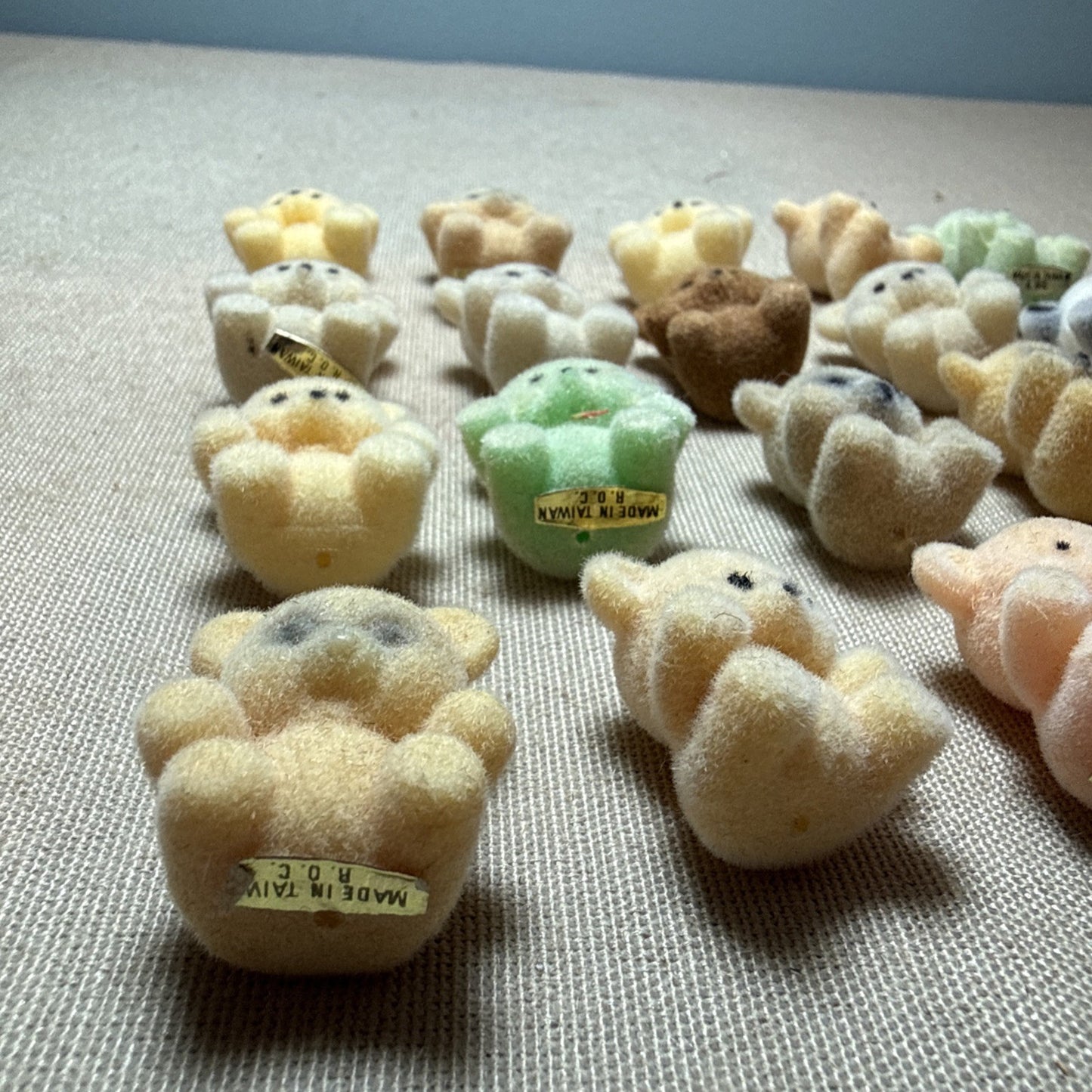 Vintage Flocked Miniature Teddy Bear Lot of 20 Craft Diorama Bears
