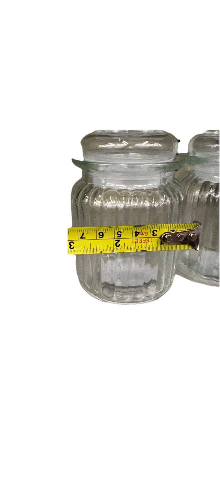 Set of 2 Glass Apothecary Jars, knobbed lids, 5.25 in, tight seal