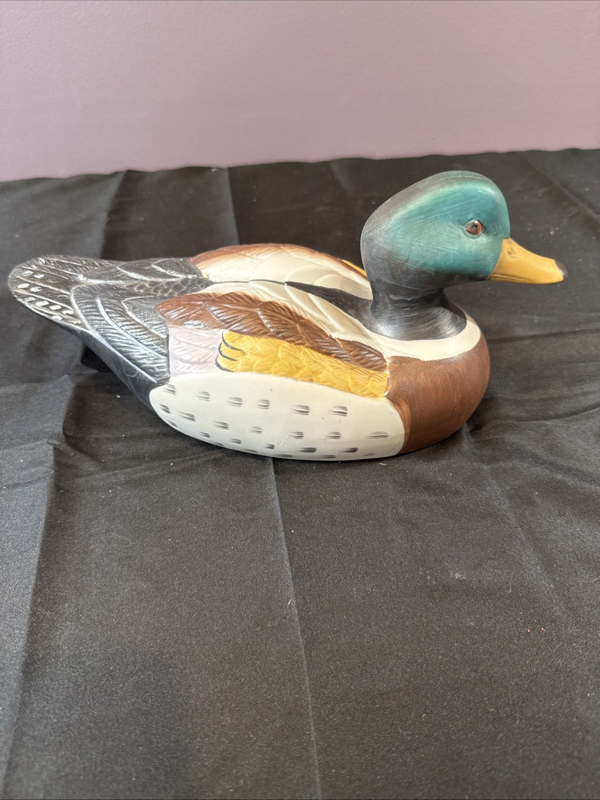 Mid-Century Mallard Ducks Hand-Painted Porcelain Figurines; Taiwan; Set of 2
