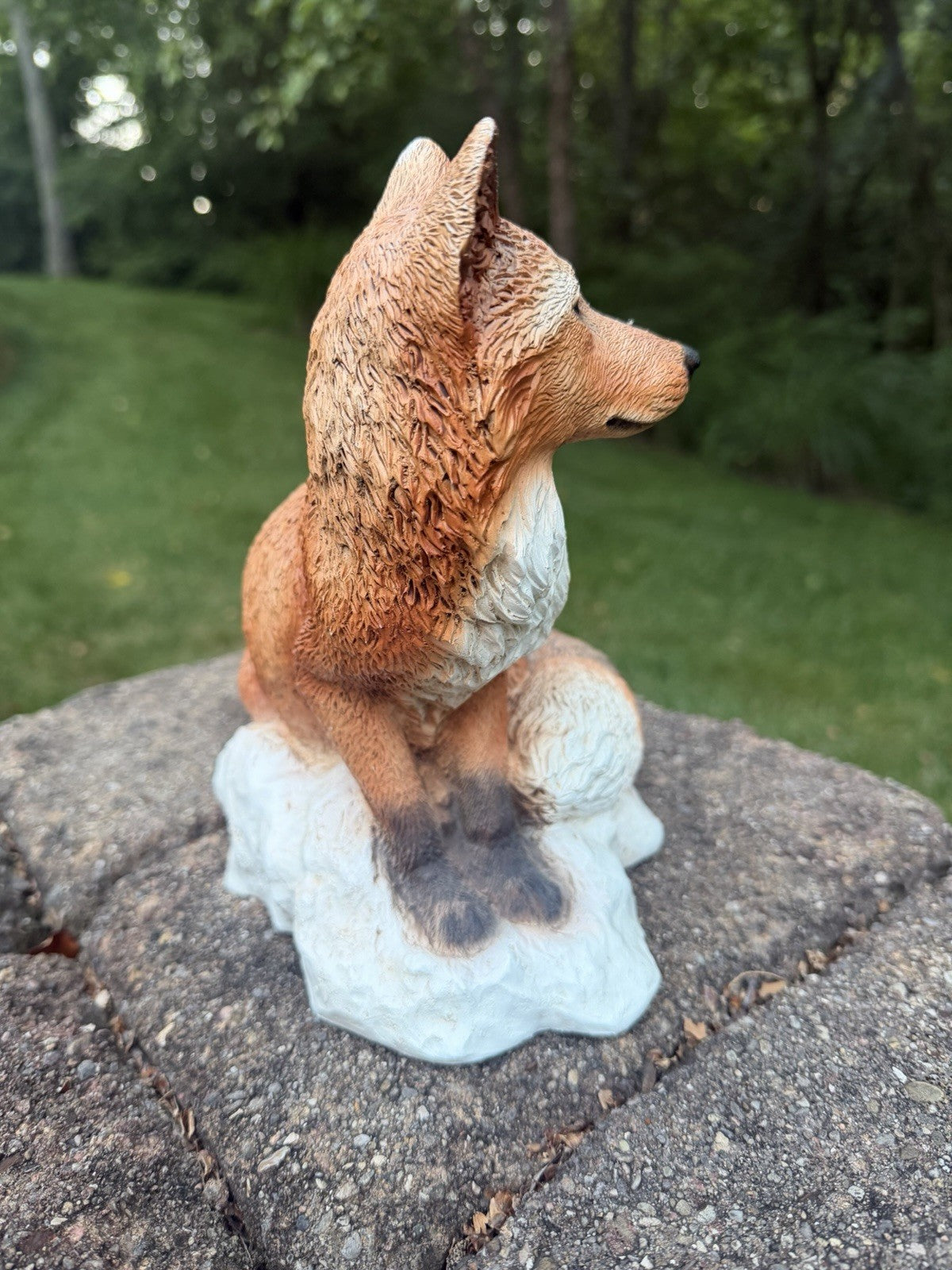 Vintage Castagna Red Fox Alert Orange Brown Textured Resin Figurine Italy 8.5”