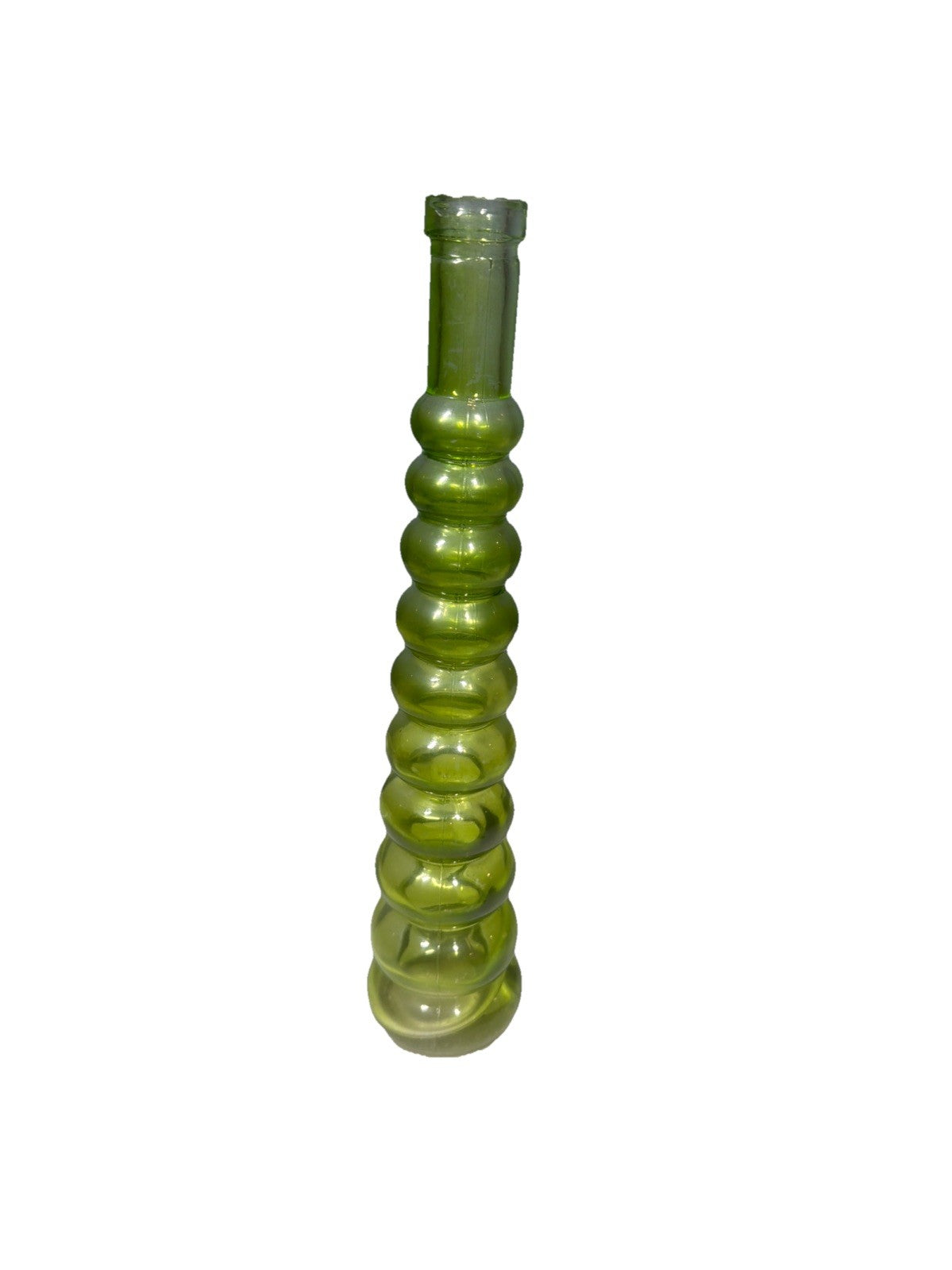 Vintage MCM Green Glass Beehive Bubble Vase 12" Mid Century