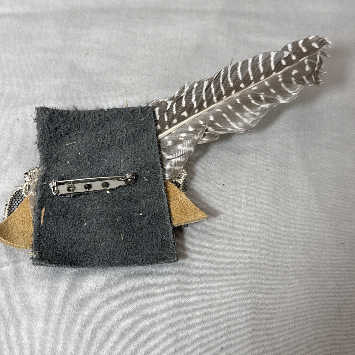 Vintage 1980s Mixed Media Artisan Statement Brooch Geometric Abstract Pin