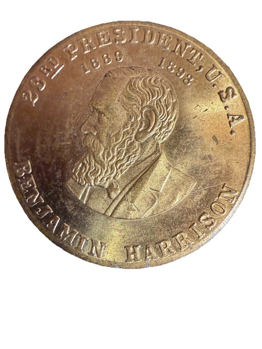 Benjamin Harrison Bronze Token Presidential Civil War Military