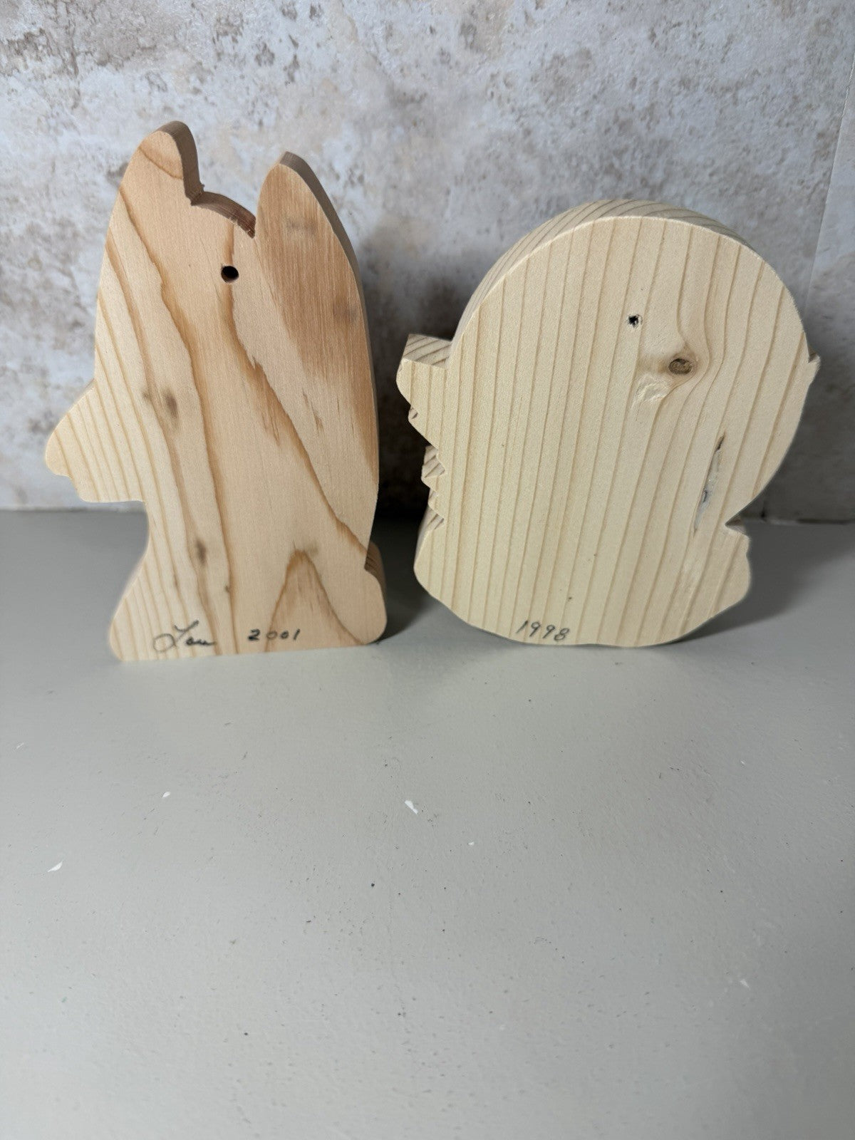 Handcrafted Wooden Angel Figurines Lot 7 Signed Folk Art Christmas Holiday Decor