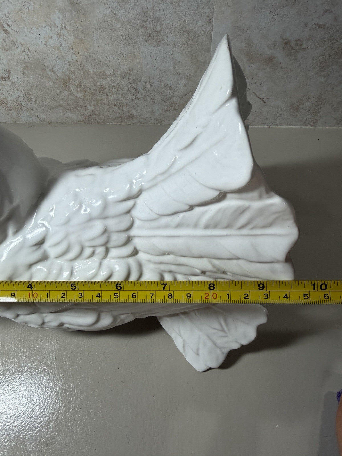 Vintage White Ceramic Dove Figurine 10in Large Bird Statue Glossy Porcelain 10"