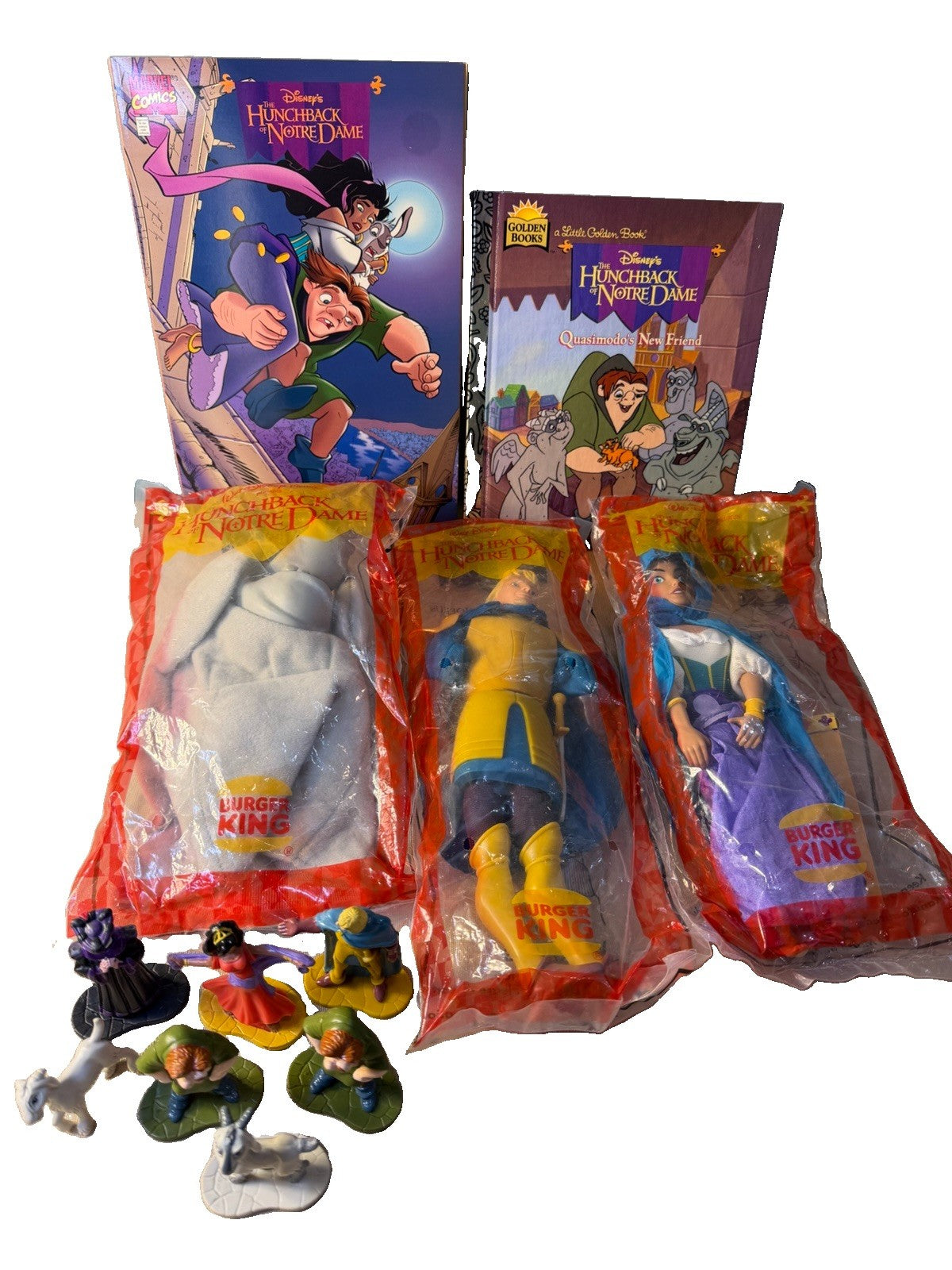 Vintage Disney Hunchback Notre Dame Comics Burger King Figures Toy Collection