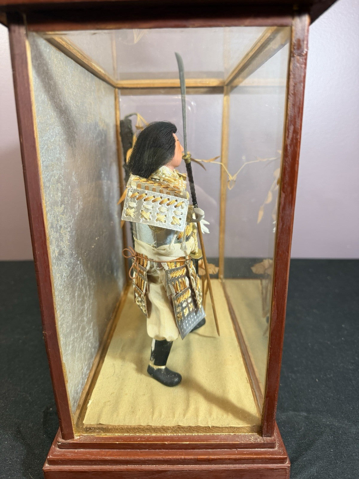 Authentic Japanese Musha Ningyo Warrior Doll Glass Case Samurai Figure