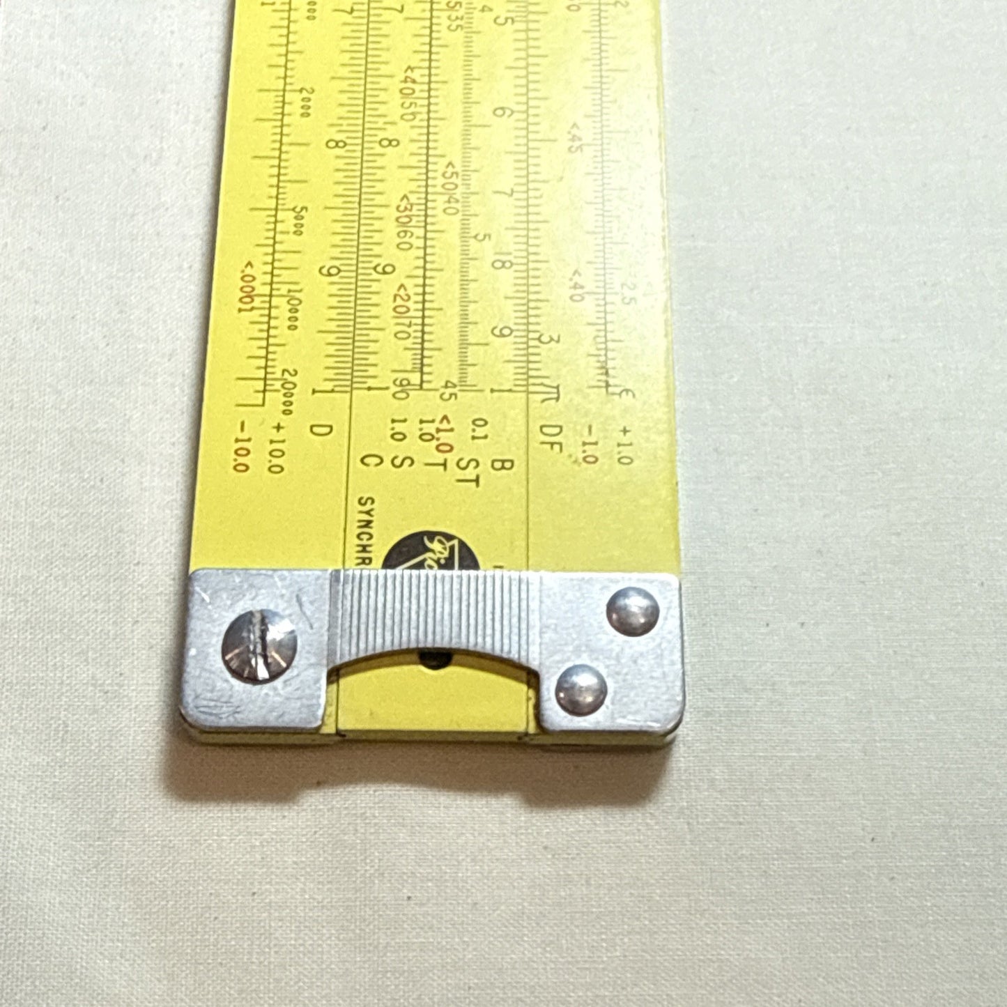 Vintage Pickett 12 Inch Metal Slide Rule Eye Saver Yellow Embossed Leather Case