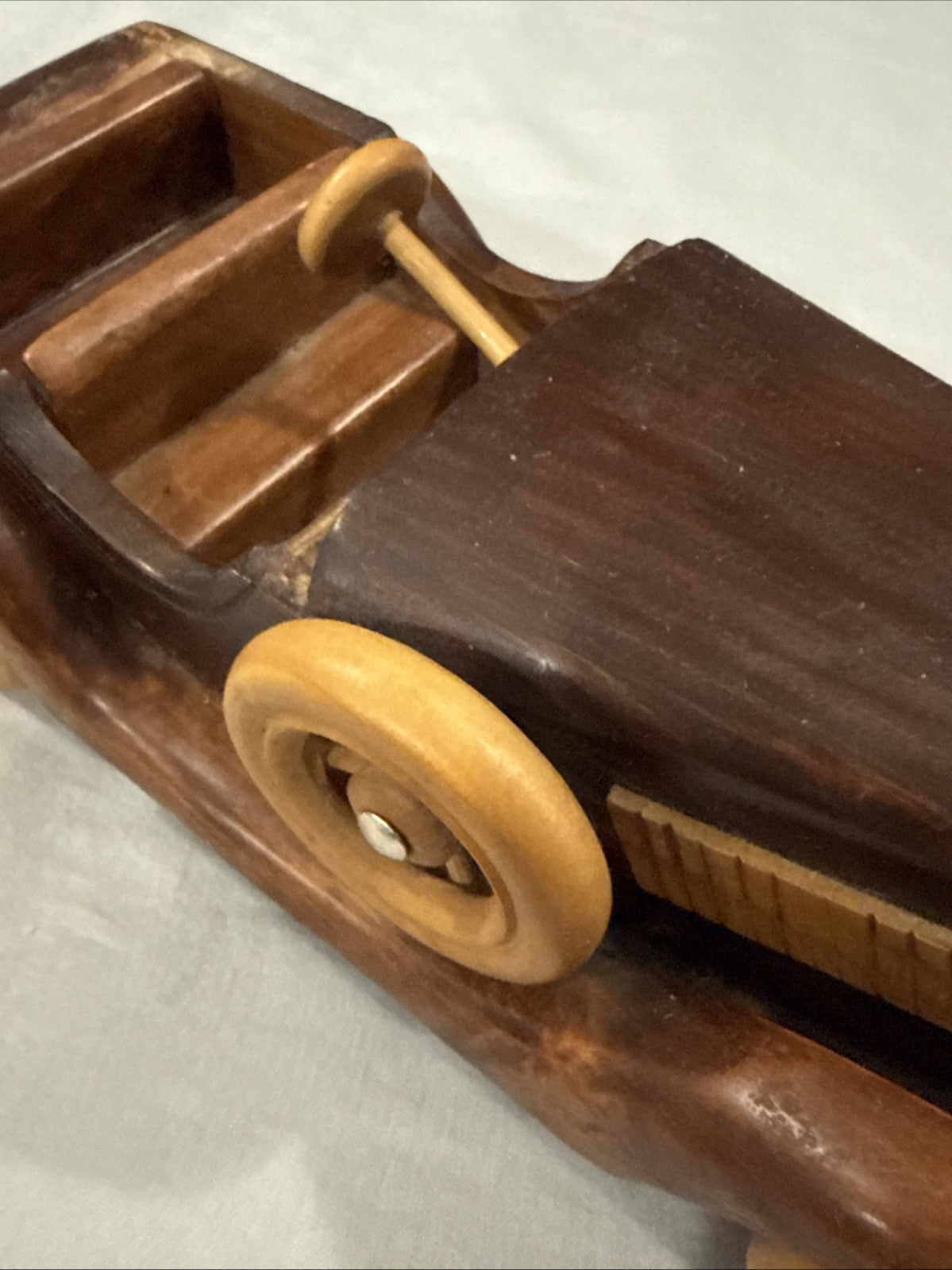Vintage Handcrafted Wooden Car 12" Classic Handmade Display Incomplete