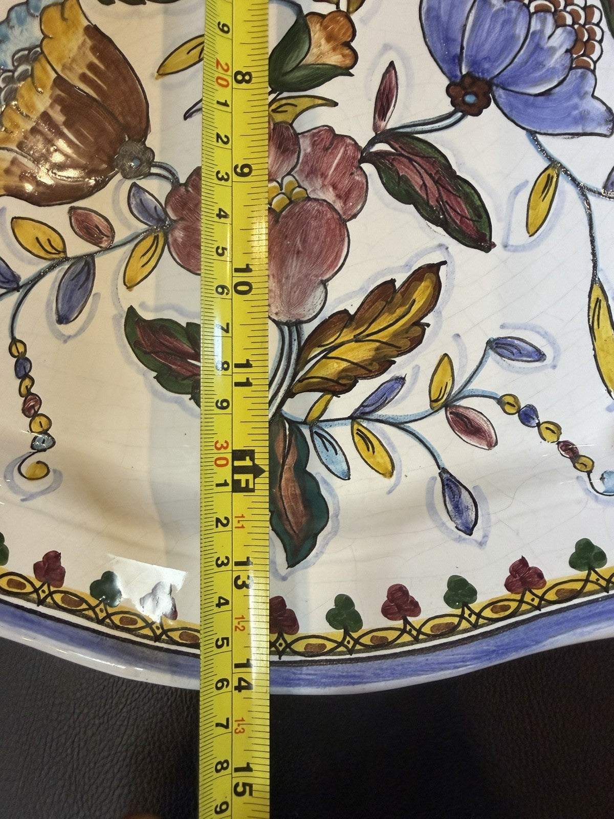 Vintage Berardos Portugal Hand Painted Floral Ceramic Platter Serving Tray