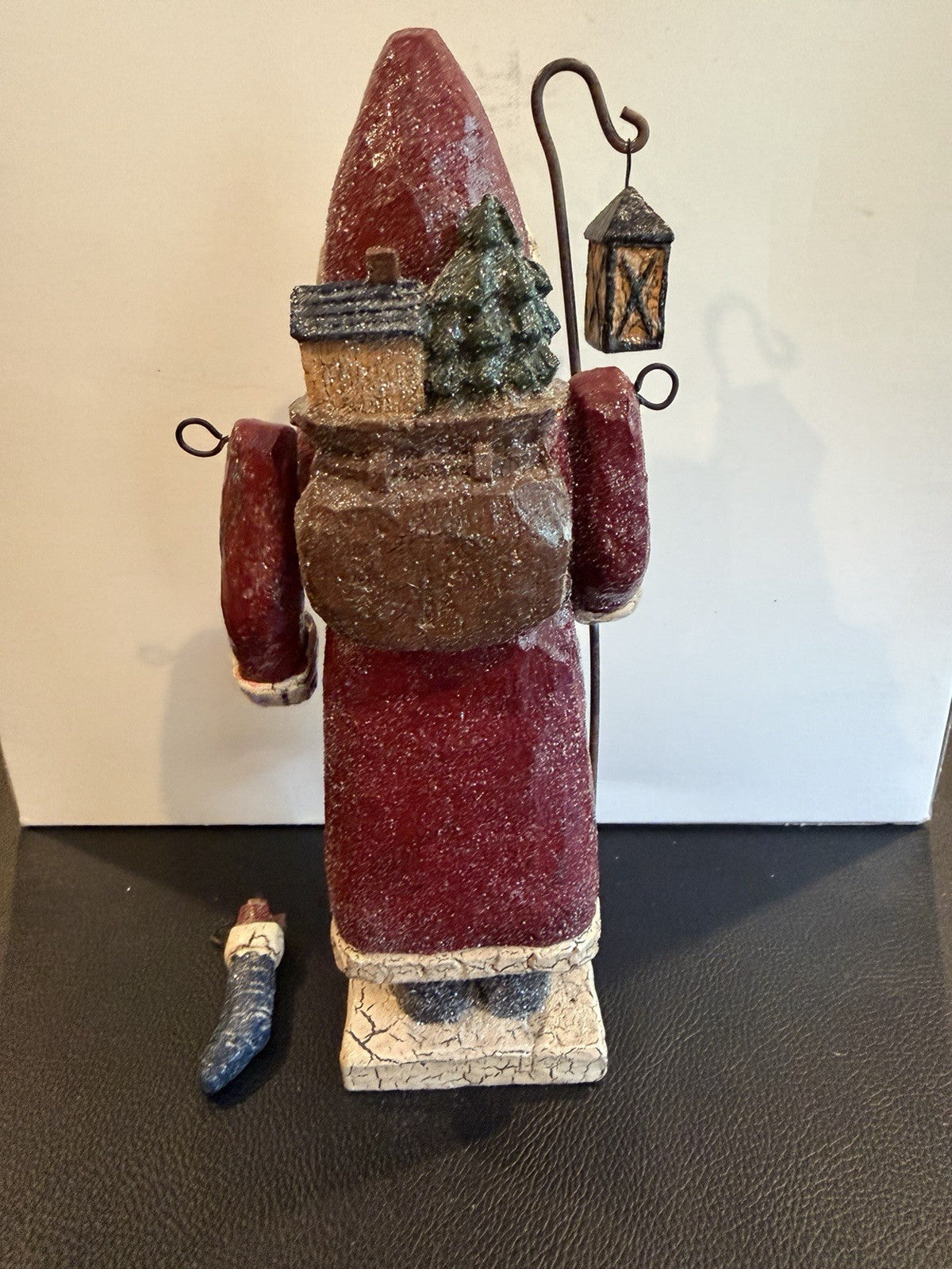 RSN Santa Lantern Figurine 39034 Primitive Folk Art Christmas Decor Holiday