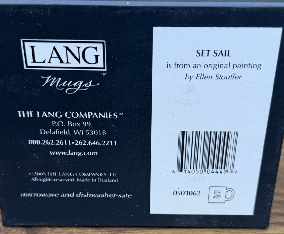 Lang Ellen Stouffer Set Sail Ceramic Mug Boxed Nautical Coffee Cup 2005 New