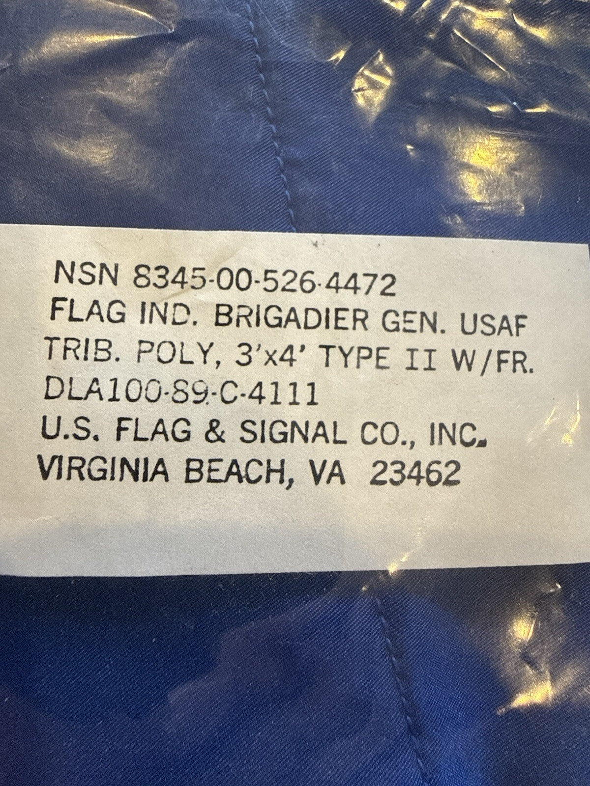 Vintage US Air Force Brigadier General Flag, One Star, 2 Sided, Gold Fringe