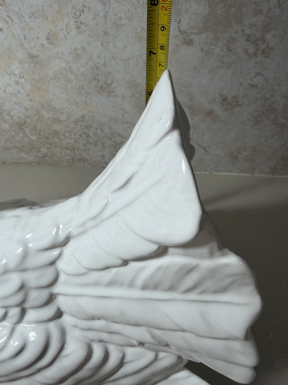 Vintage White Ceramic Dove Figurine 10in Large Bird Statue Glossy Porcelain 10"