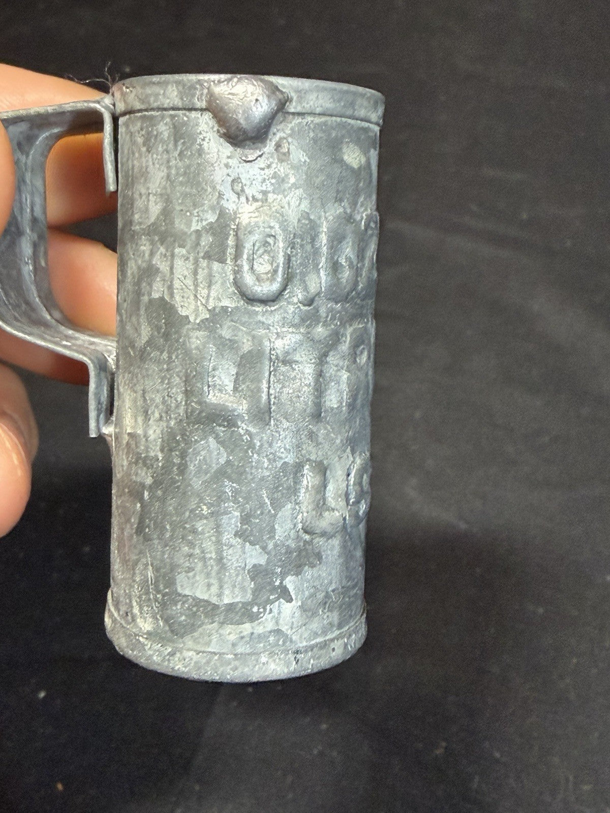 Vintage Galvanized Metal Measuring Container 0.025 LITRO LS 2"