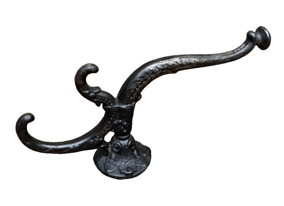Vintage Victorian Cast Iron Triple Hook Hall Tree Coat Hat Hook