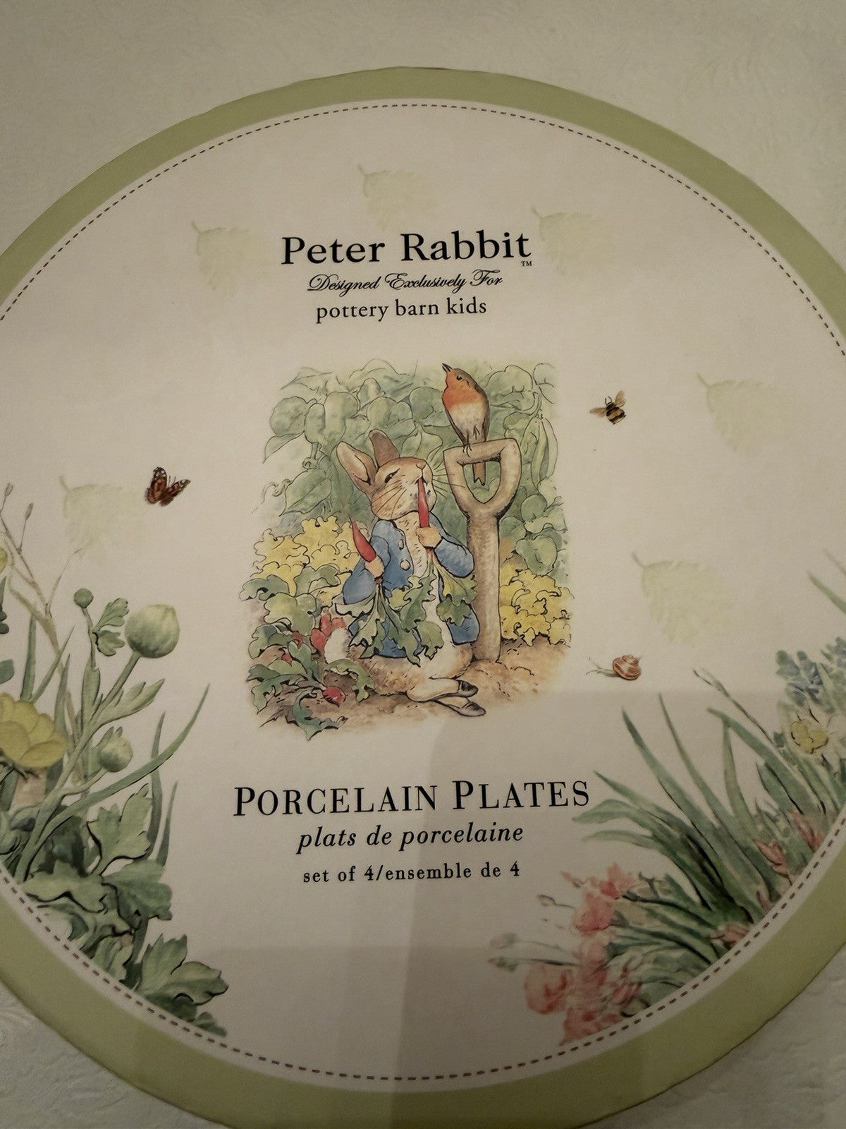 Pottery Barn Kids Peter Rabbit Porcelain Plates Set 4 Beatrix Potter Boxed 2008