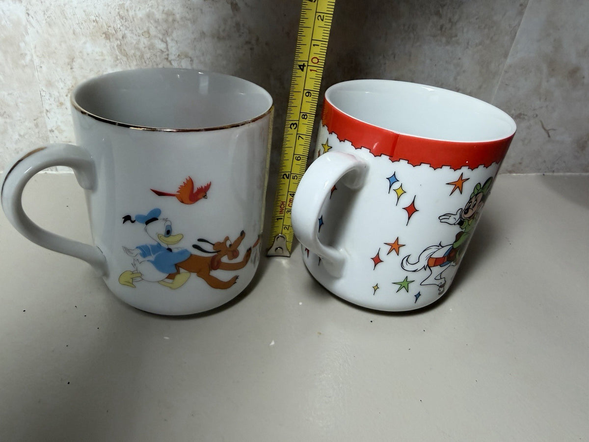 Vintage Walt Disney World Coffee Mugs Mickey Goofy Dumbo Souvenir Cups Lot of 2