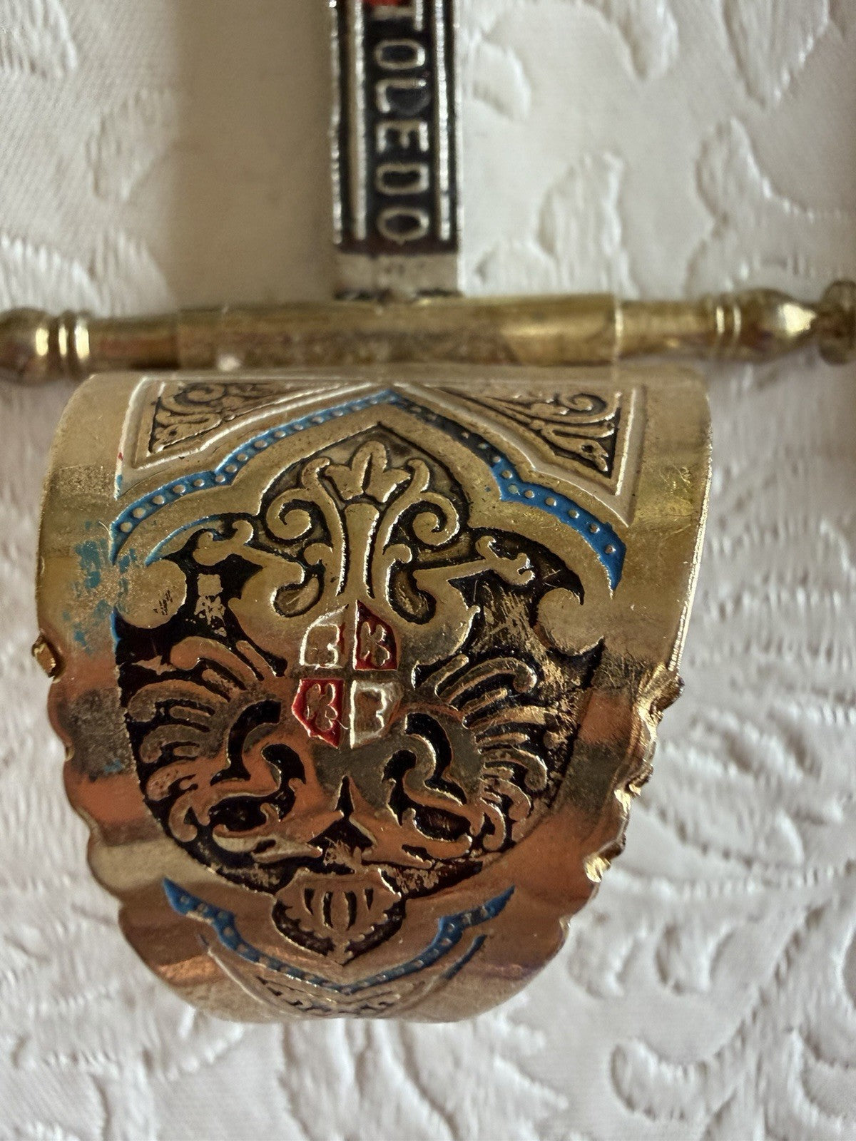 Vintage Spanish Toledo Miniature Sword Letter Opener Scabbard Enamel Spain