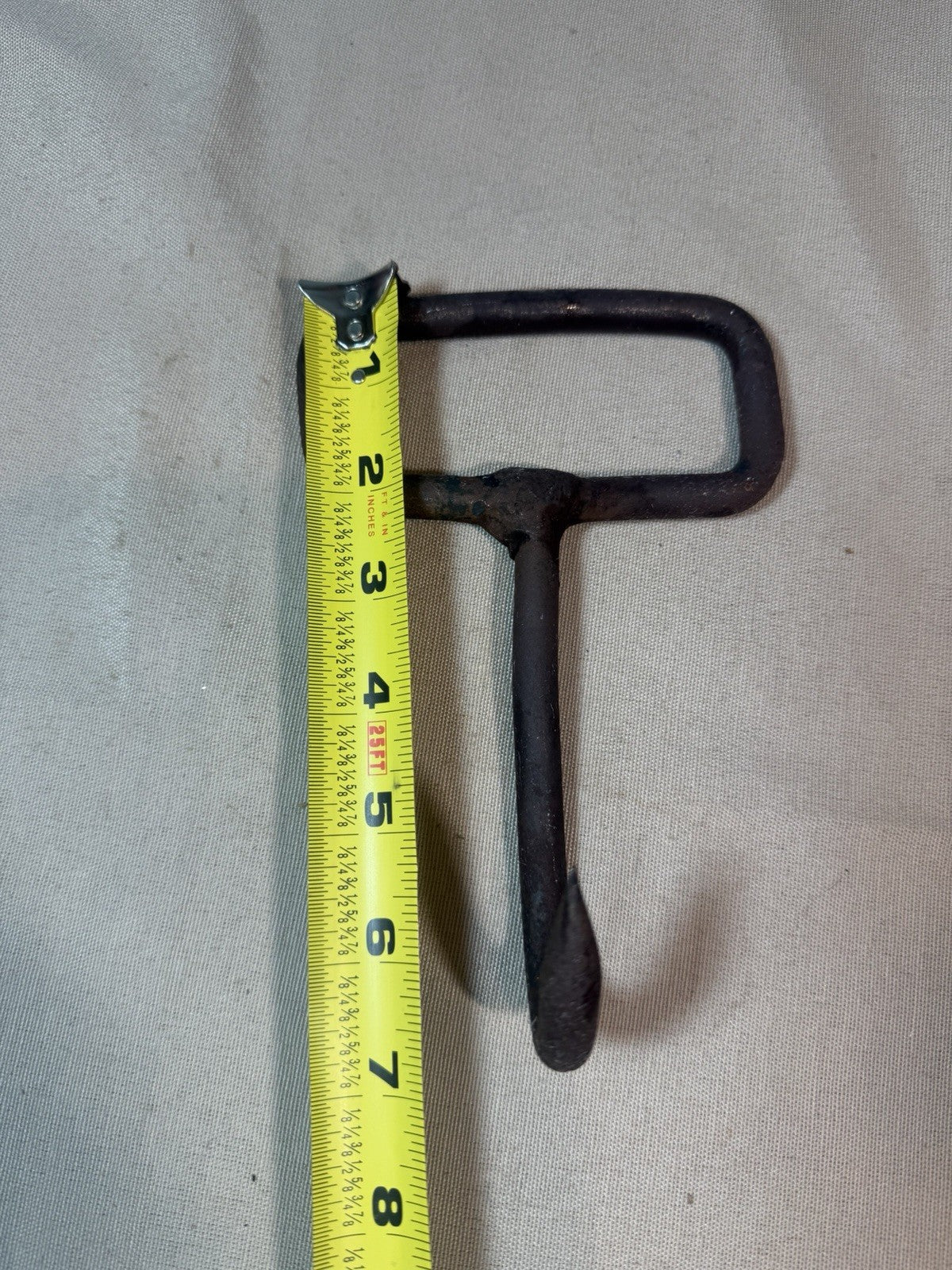 Antique Hand Forged Iron Hay Bale Hook Rustic Farmhouse Tool  7”x4"