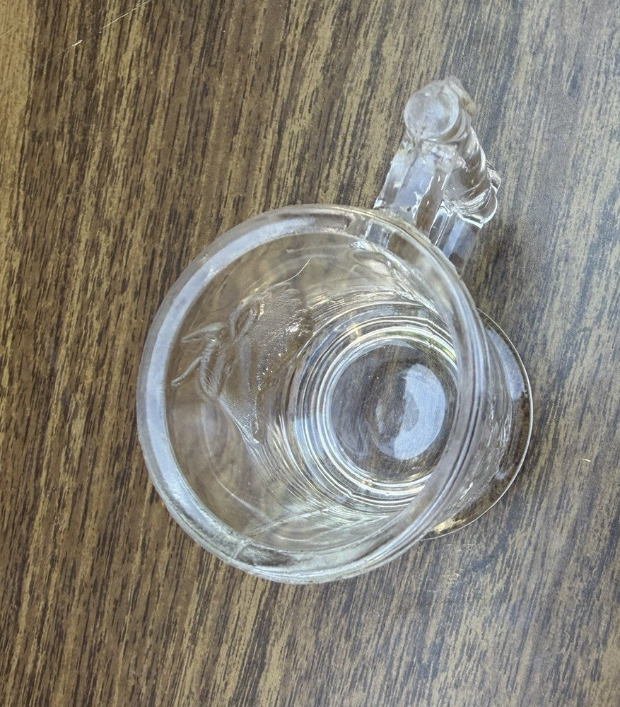Antique Bryce Brothers EAPG Deer Cow Childs Clear Glass Mug Circa 1880s Cup
