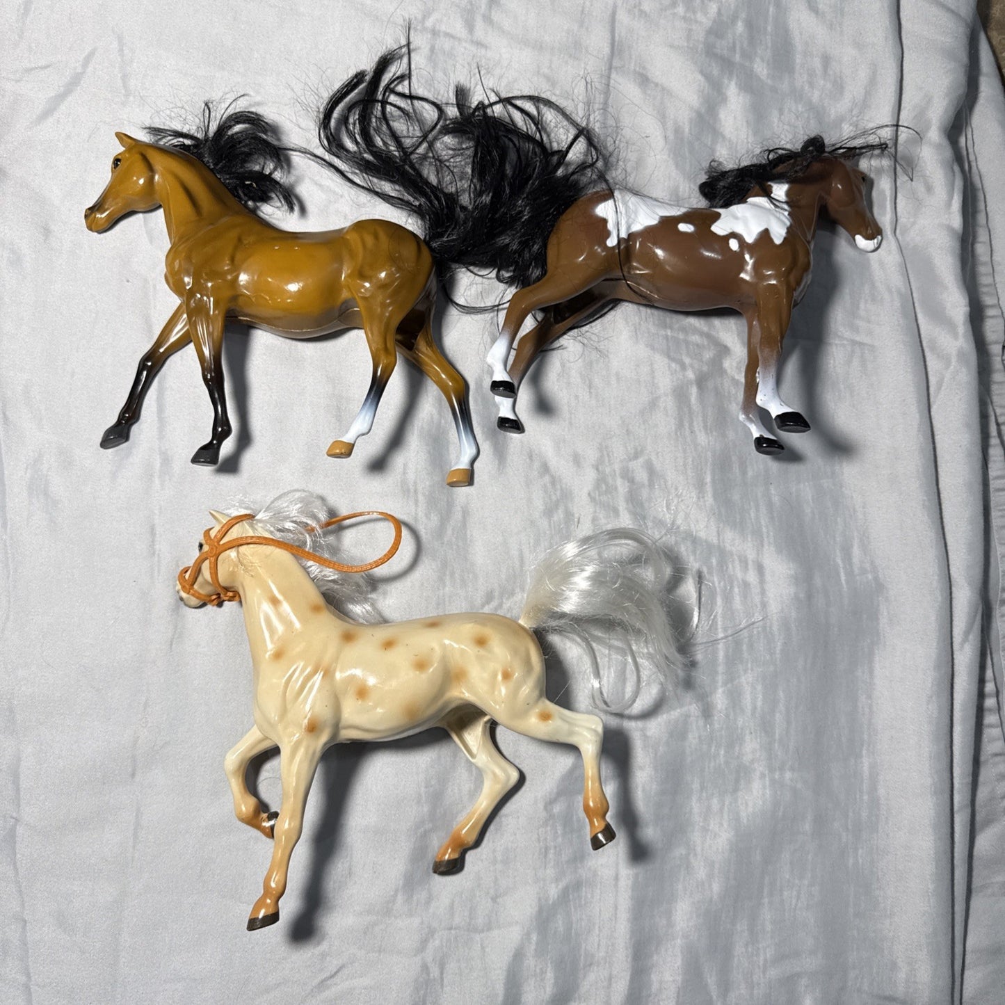 Lot of 3 MTHK 9 Inch Toy Horses Plastic Model Horses Hong Kong