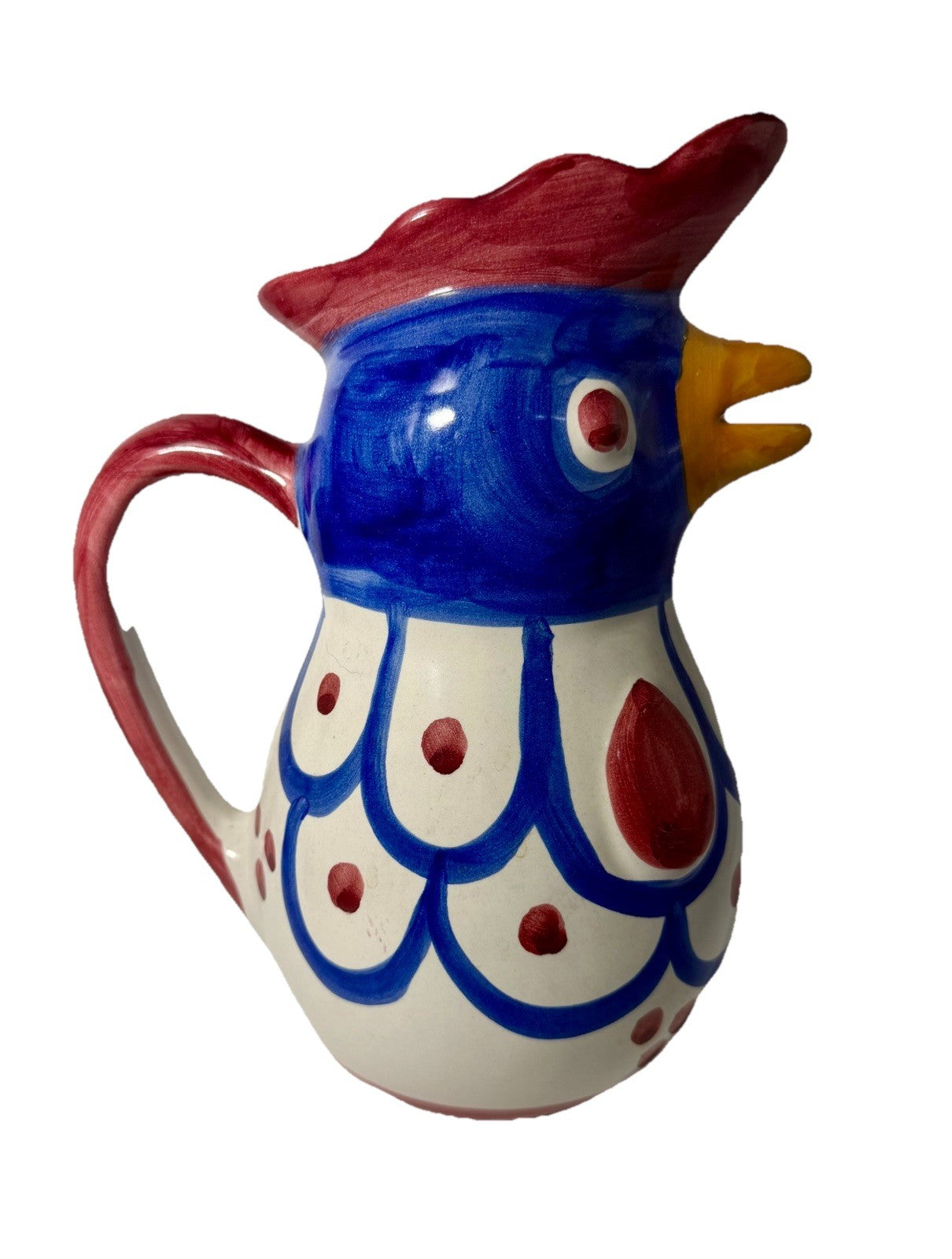 Solimene Pottery Vietri Hand Painted Chicken Hen Pitcher Jug 7 Inch