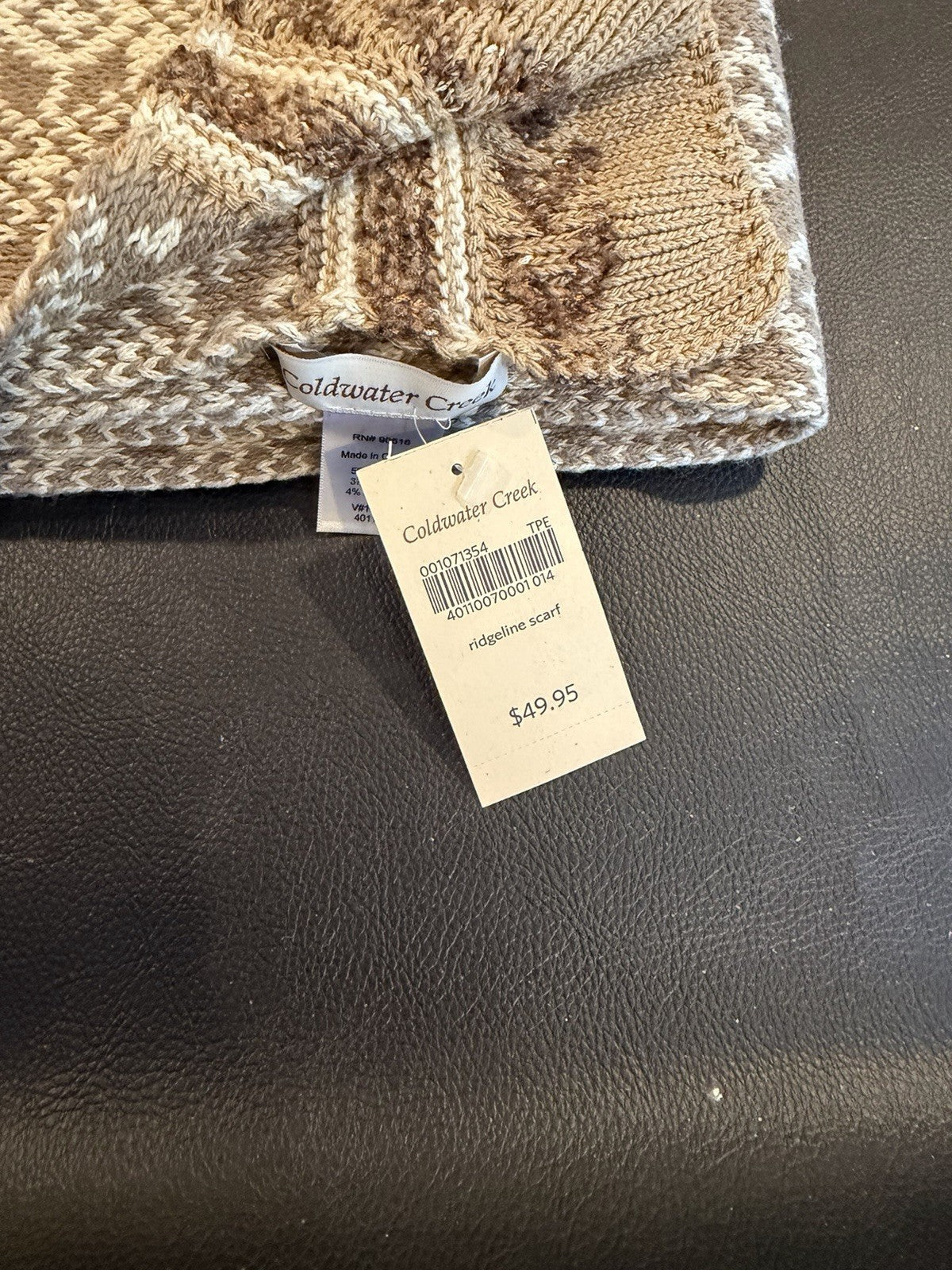 Coldwater Creek Ridgeline Scarf Gloves Gift Set Neutral Knit Boxed New Womens