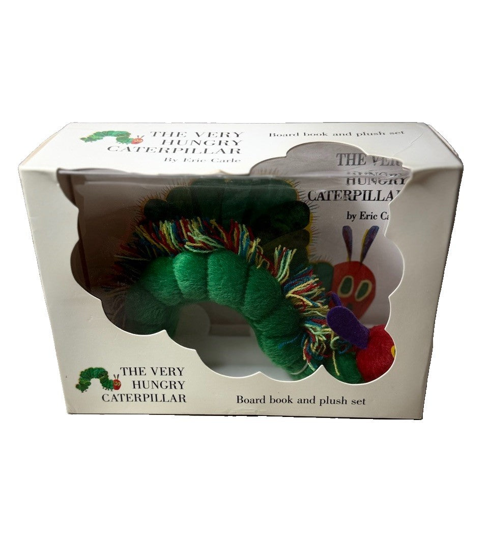 Vintage 1987 Eric Carle Very Hungry Caterpillar Board Book Plush Gift Set NIB