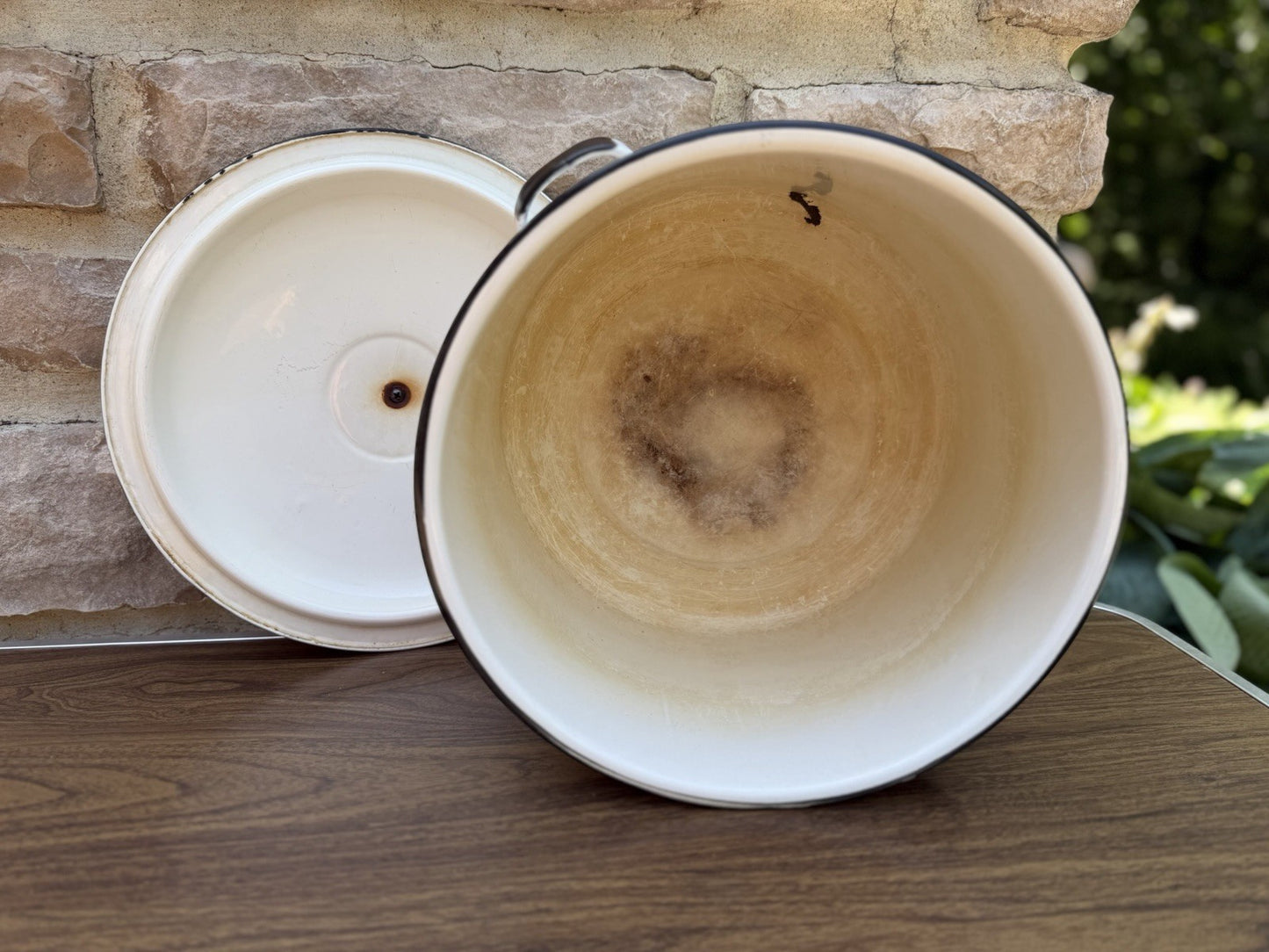 Vintage White Enamelware Nesting Saucepan Pot Cookware Farmhouse Kitchen Lot
