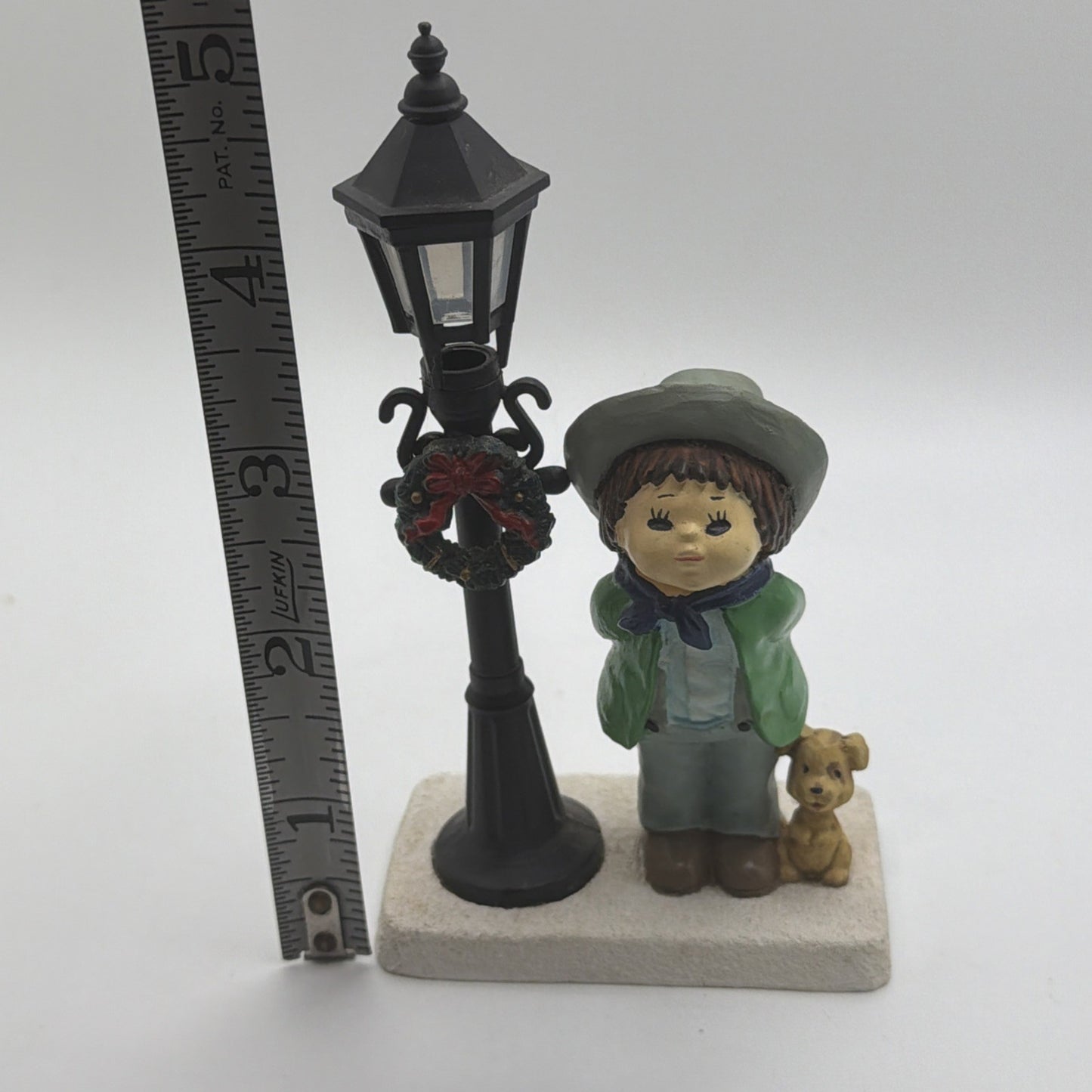 Vintage Christmas Village Street Lamp W/ Boy & Dog Figurine 5.5''