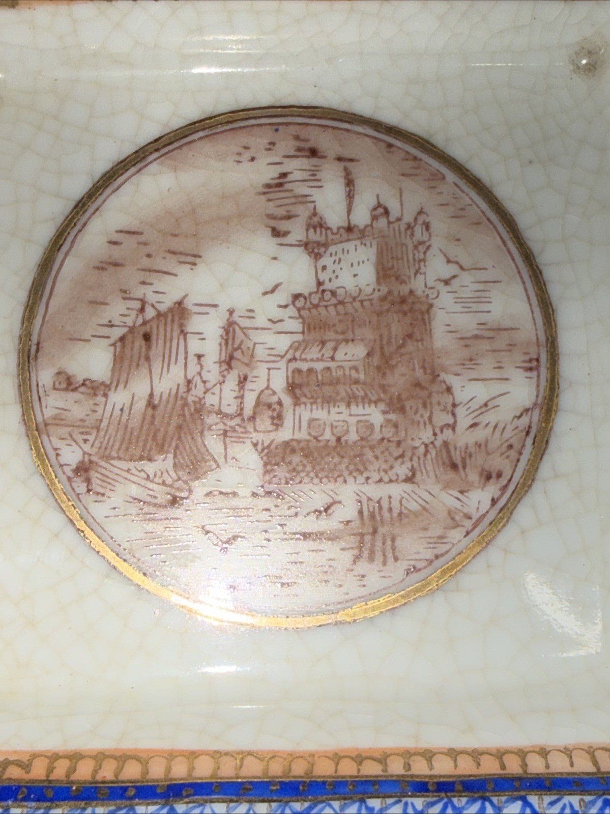 JUMC Vista Alegre Porcelain Set If 2 Hand Painted Square Dishes 7x7, 4x4