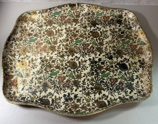 Vintage 1960s Alfred Knobler Paper Mache Cocktail Serving Tray Floral 14 x 12
