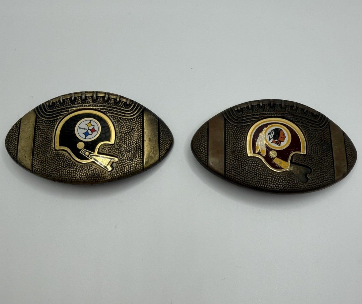 Vintage 1979 NFL Steelers Redskins Belt Buckles Pittsburgh Washington Football