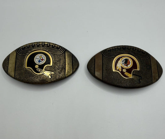 Vintage 1979 NFL Steelers Redskins Belt Buckles Pittsburgh Washington Football