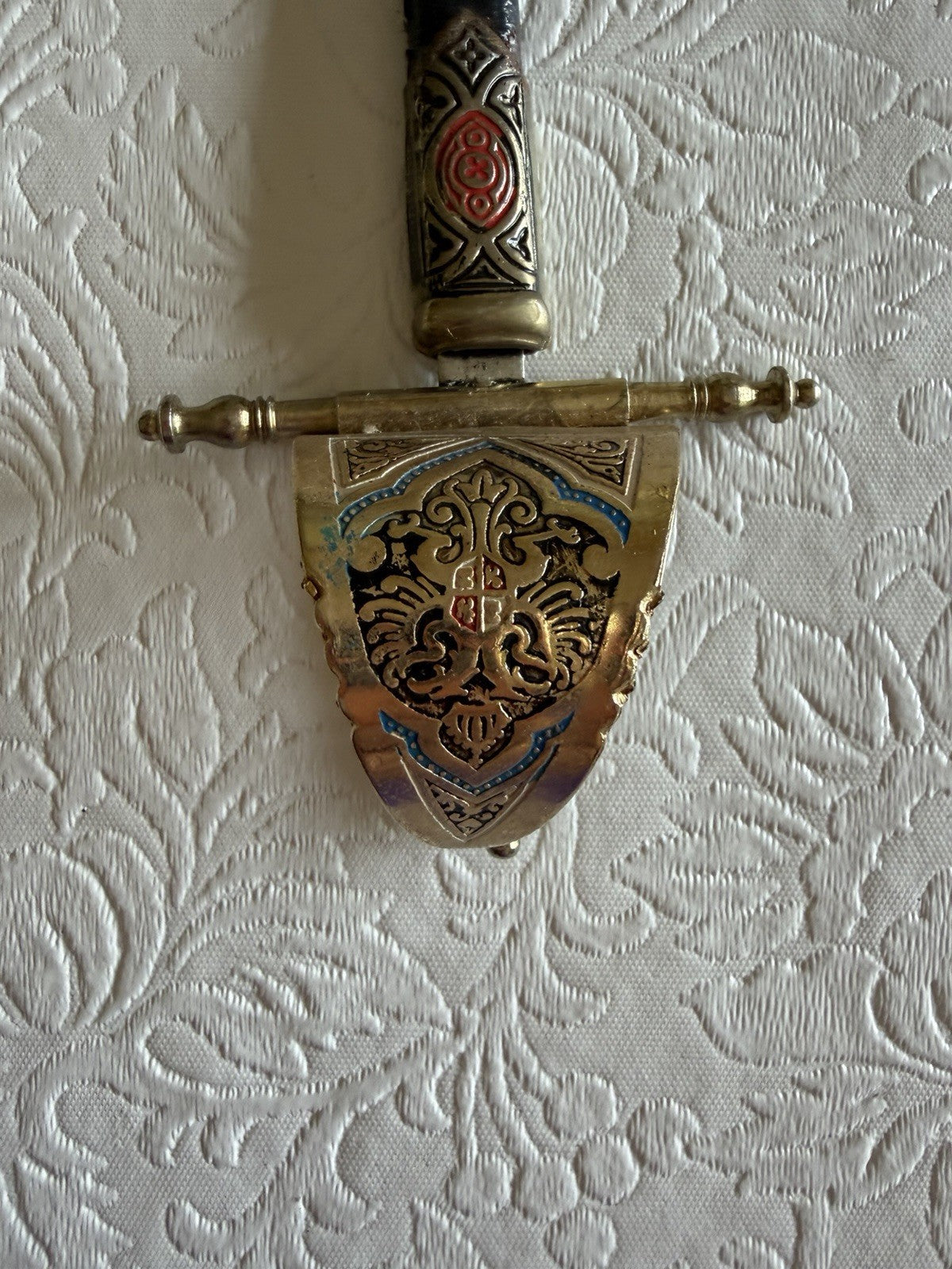 Vintage Spanish Toledo Miniature Sword Letter Opener Scabbard Enamel Spain