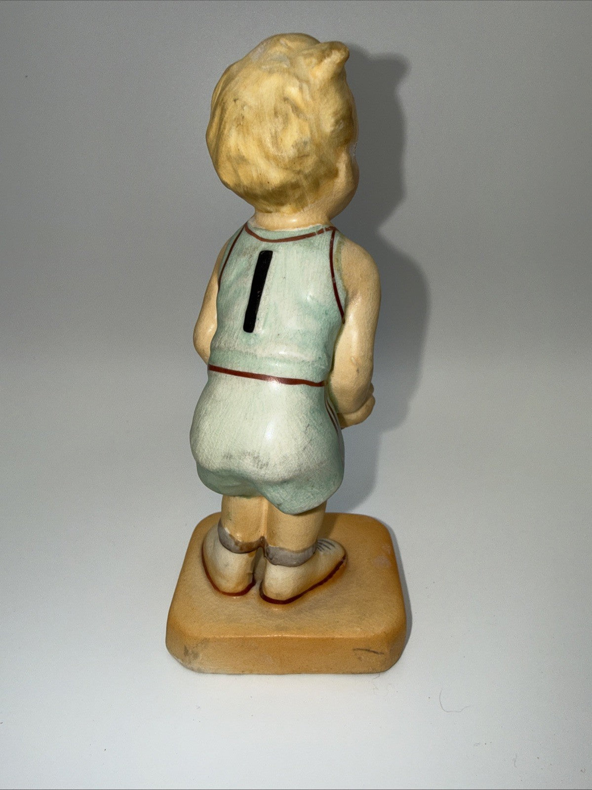 Vintage Japan Little Basketball Boy Set Of 2 figurines #1 #7 5.5" Tall