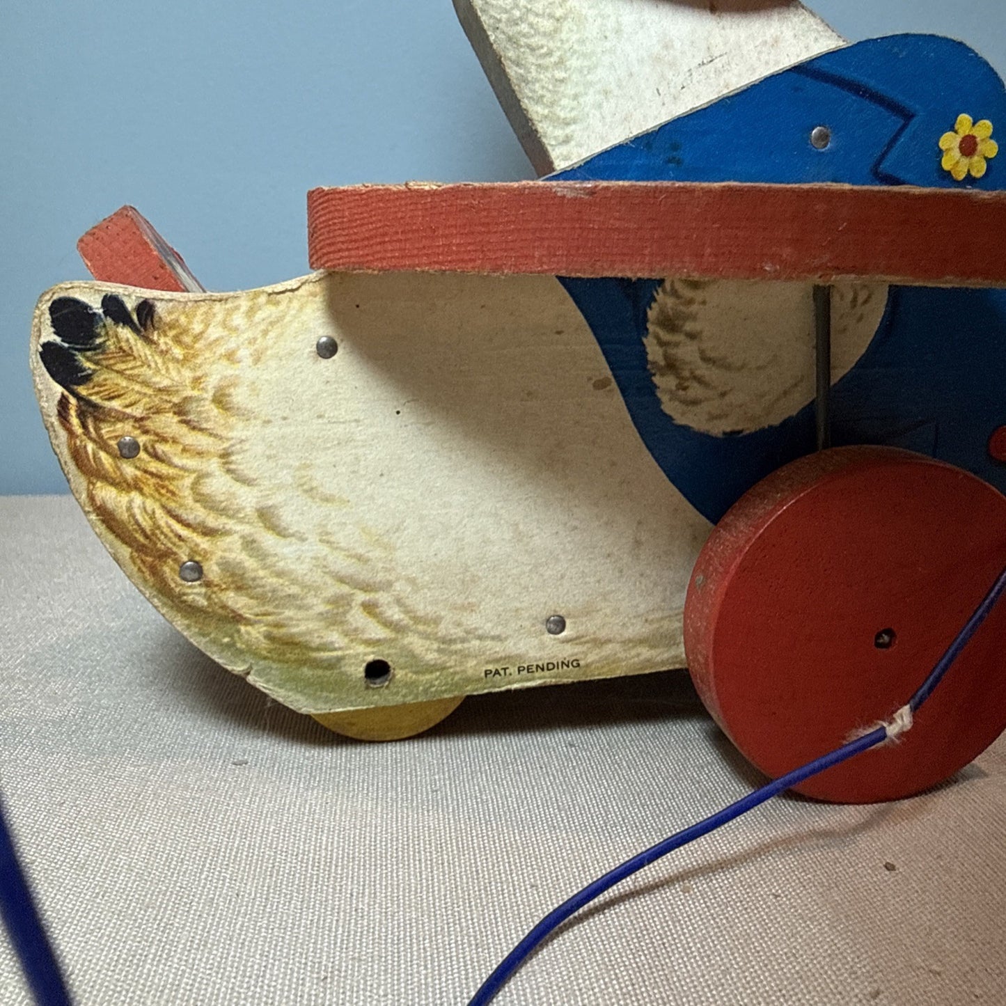 Vintage Fisher Price Dr Doodle Duck Pull Toy #132 Working Sound Classic 1950s