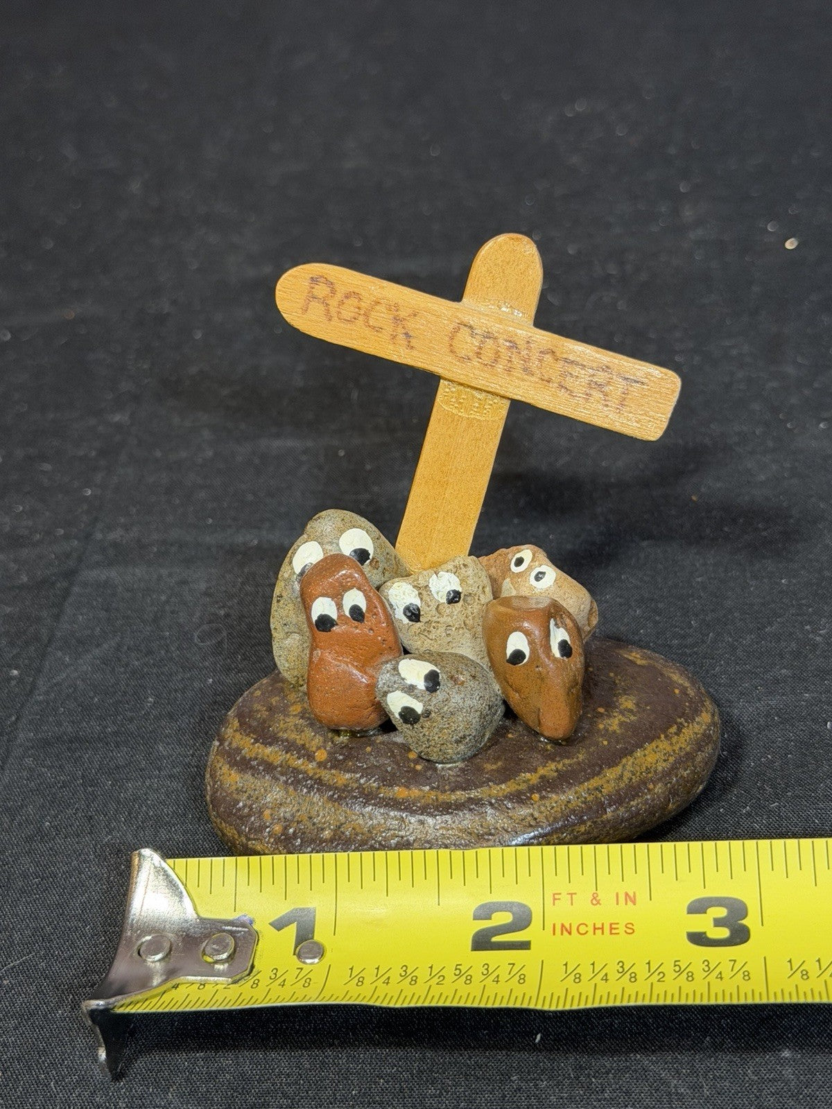 Vintage Pet Rock Paperweight Rock Concert 1970s Hand Painted Super Cute