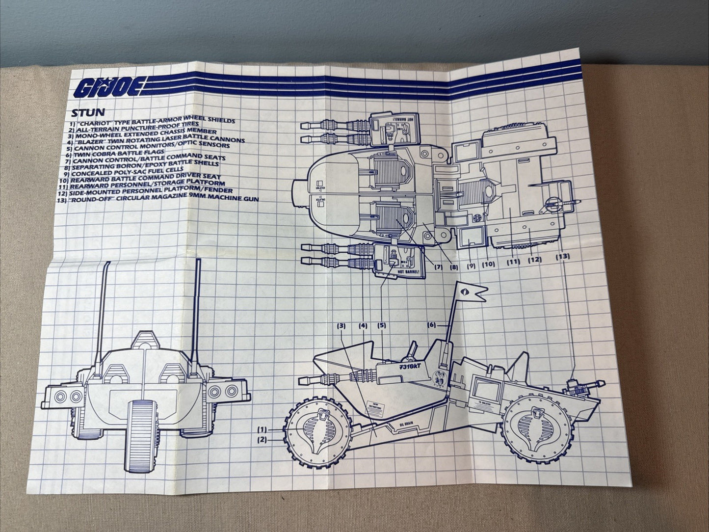 Vintage GI Joe ARAH 5 Blueprint Instruction Sheets MOBAT STUN FLAK MMS SKIMOBILE