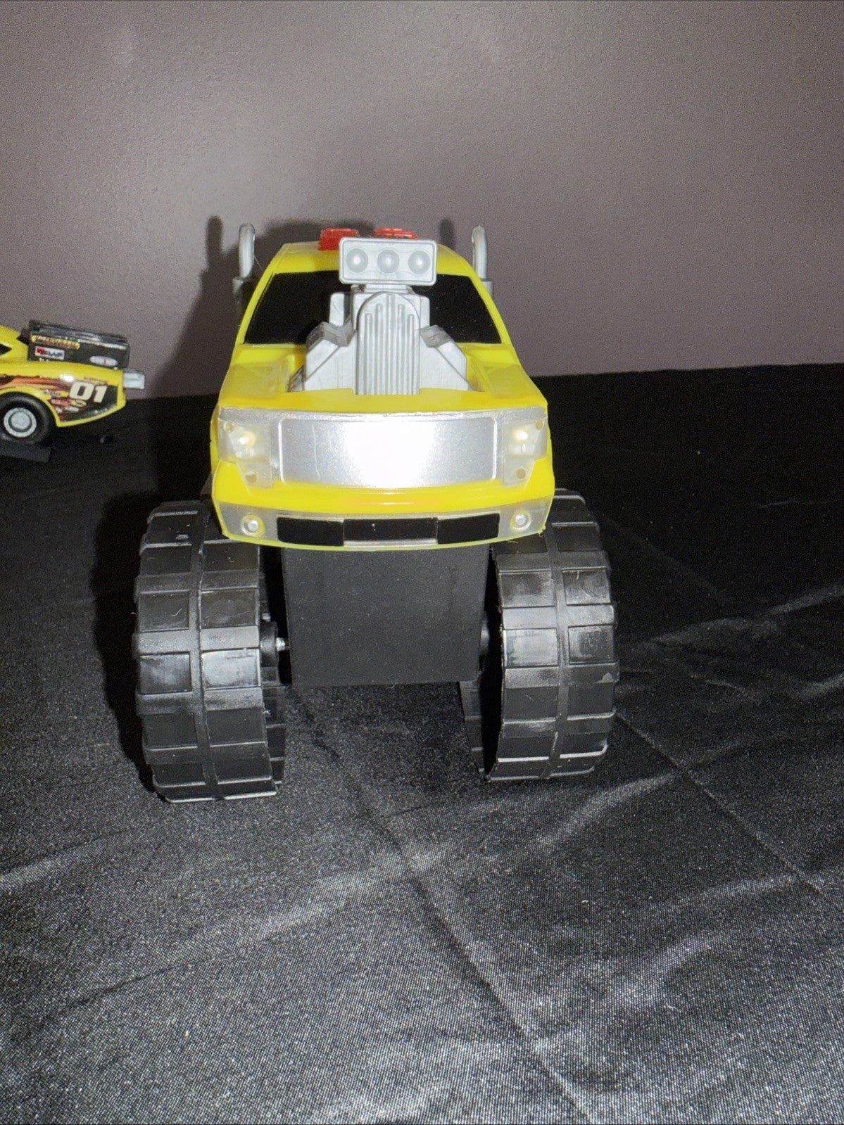 Vintage 2FAST4U Yellow Monster Truck Funny Car Trailer Combo Sounds WORKS