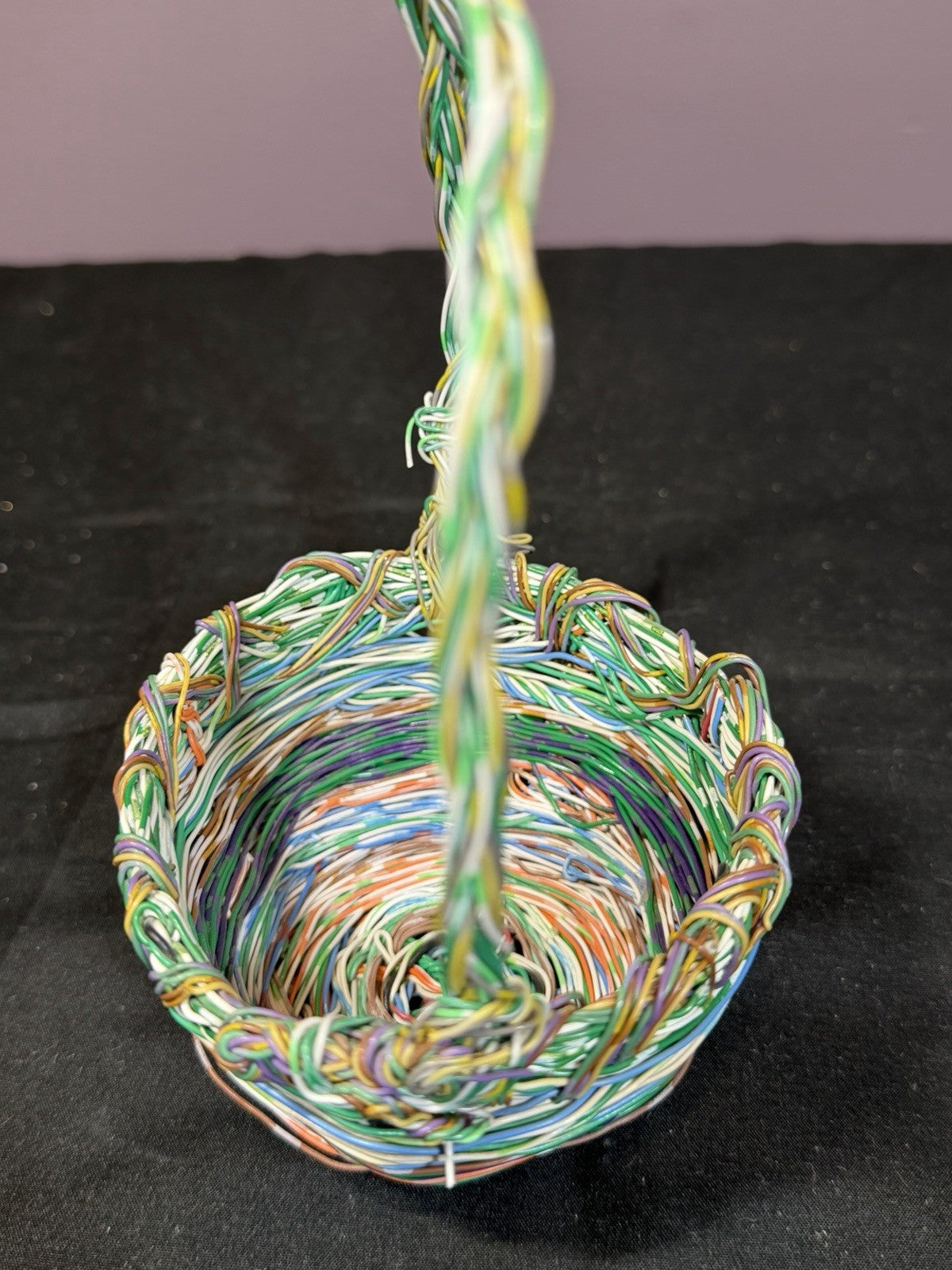 Bohemian Wire Basket Multicolor Decorative Handmade 6.5"