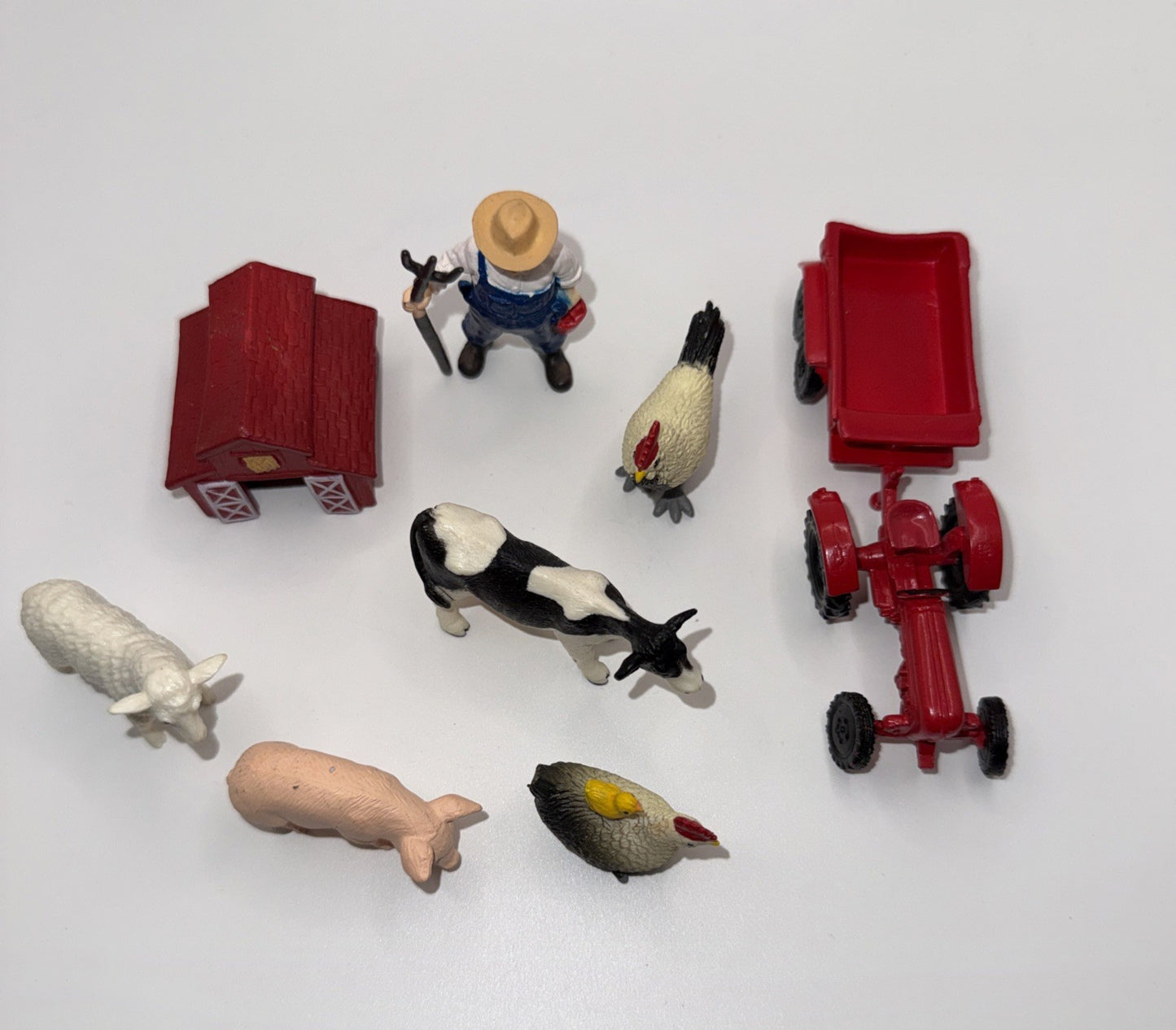 Vintage Safari Ltd 1998 Farm Tractor Figures Lot 9 Pieces Toy Set No Dog Horse