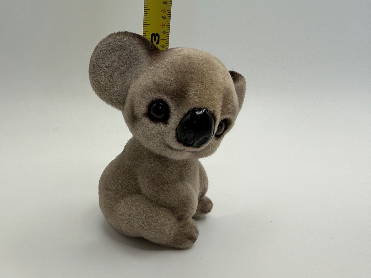 Vintage Josef Originals Japan Flocked Koala Bear Figurine & Squeeze-clip Koala