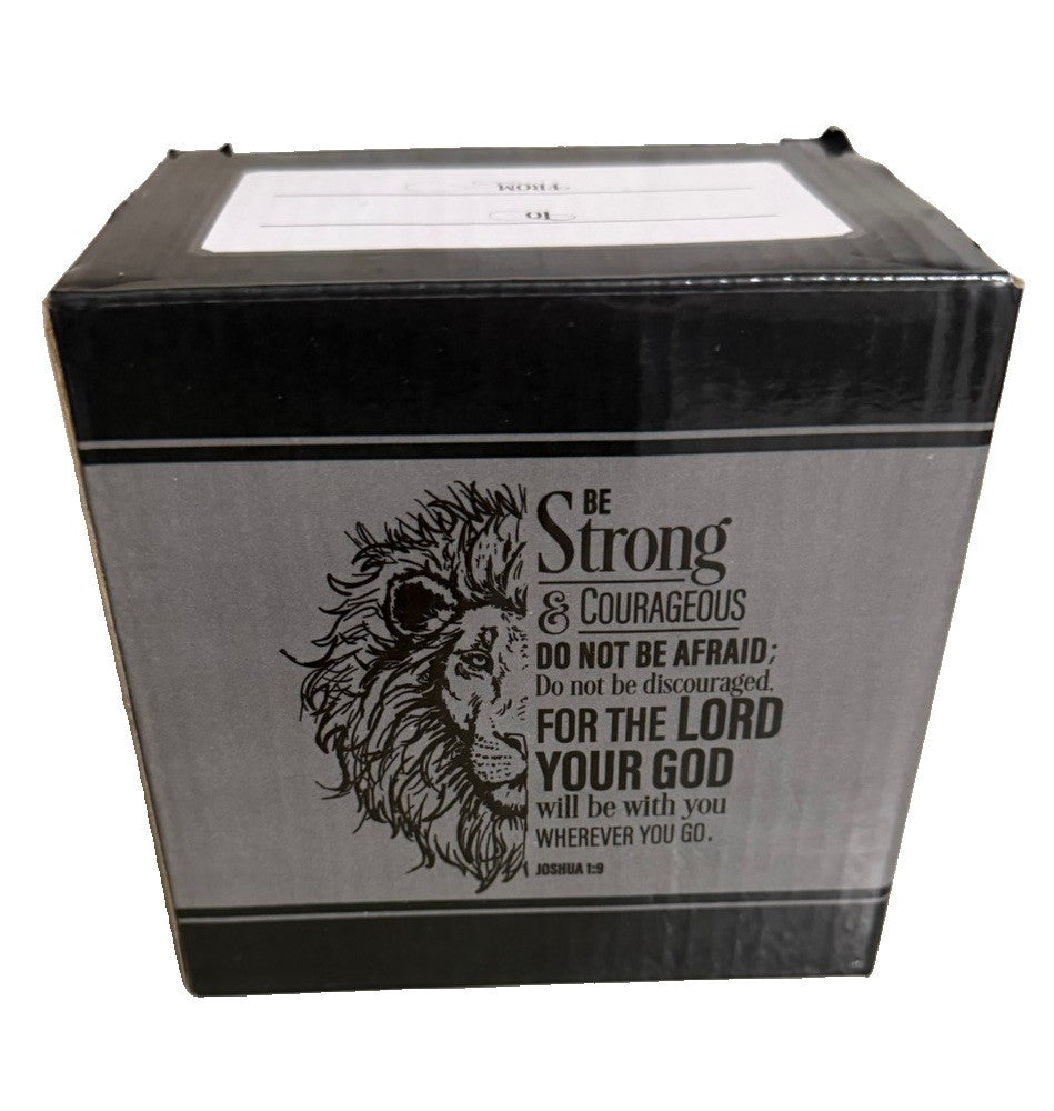 Christian Art Gifts Be Strong & Courageous Lion Ceramic Planter Joshua 1:9