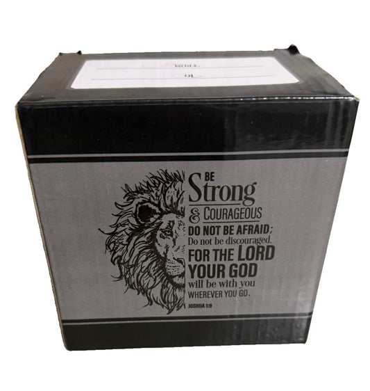 Christian Art Gifts Be Strong & Courageous Lion Ceramic Planter Joshua 1:9